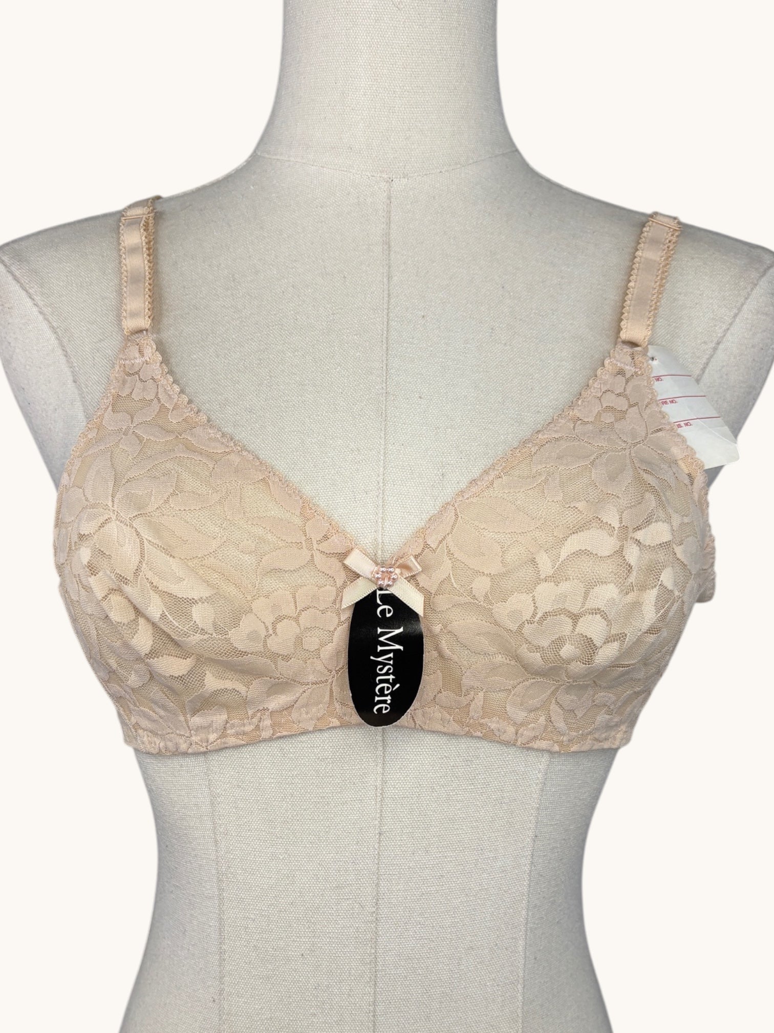 90s Le Mystere Beige Lace Bralette - 36