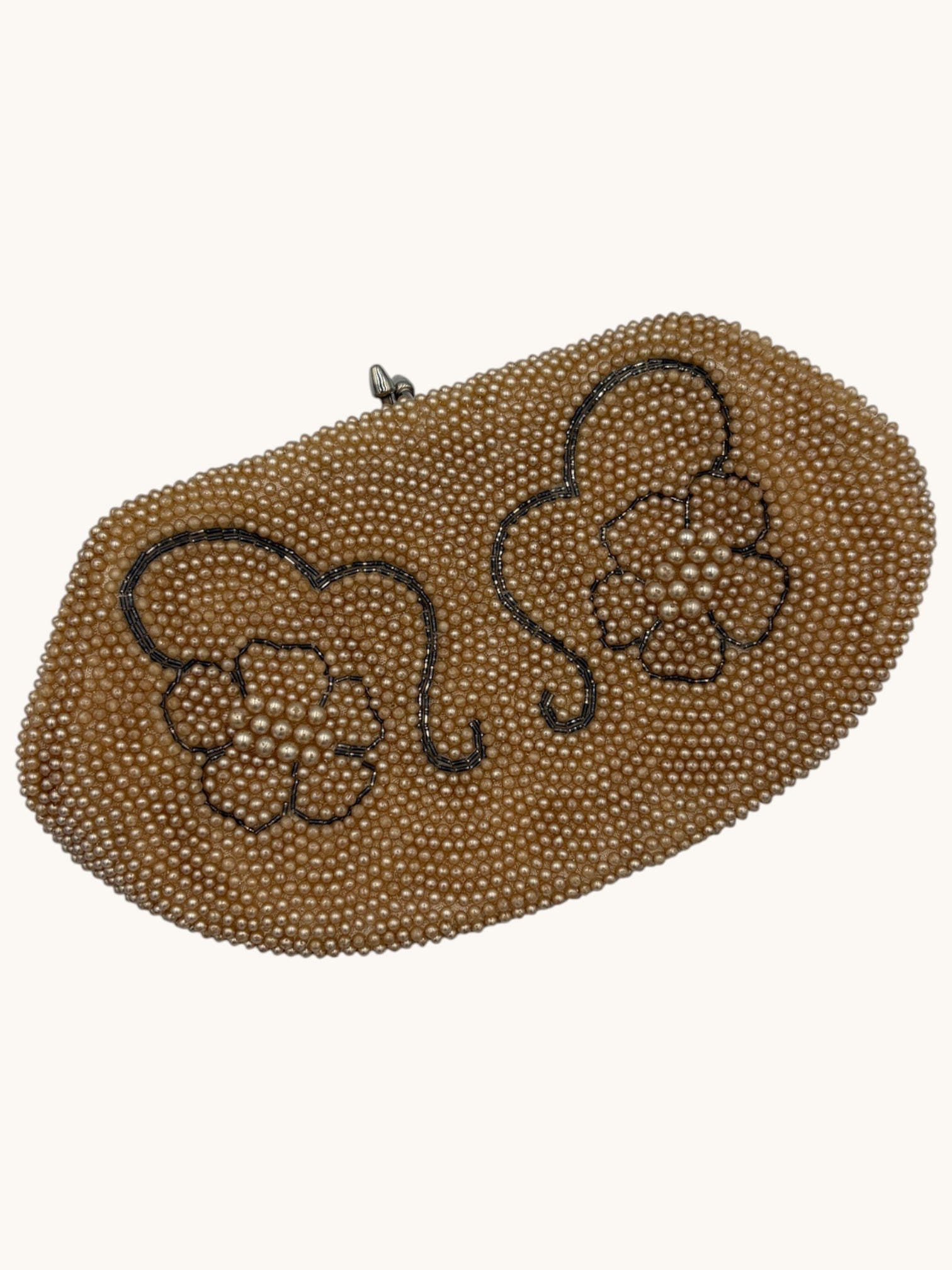 90s Bags by Dormar Beige Beaded Clutch