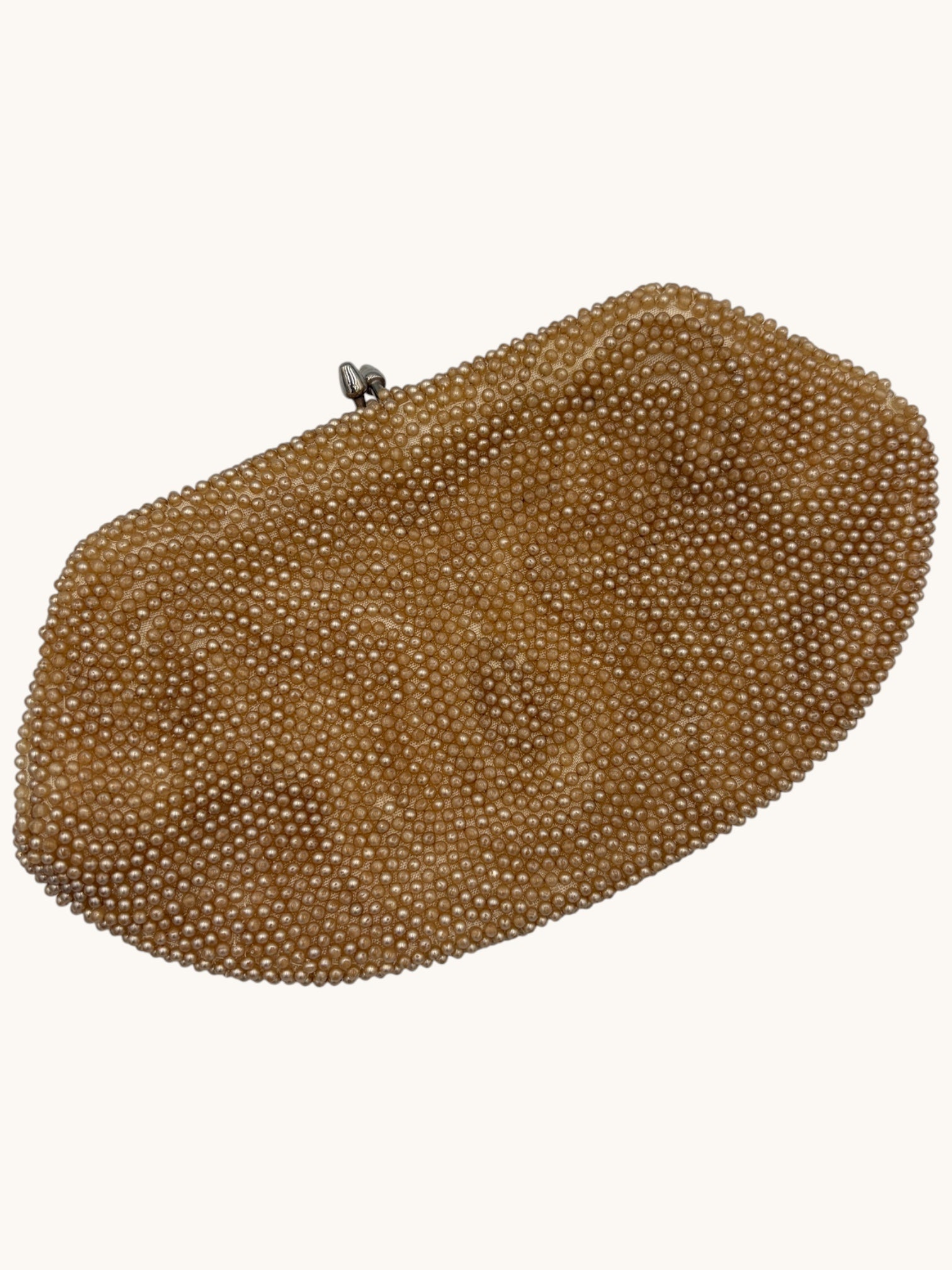 90s Bags by Dormar Beige Beaded Clutch