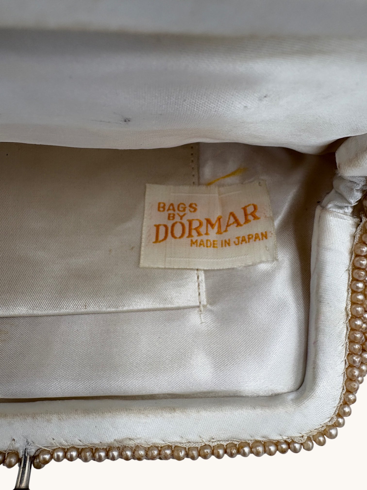 90s Bags by Dormar Beige Beaded Clutch