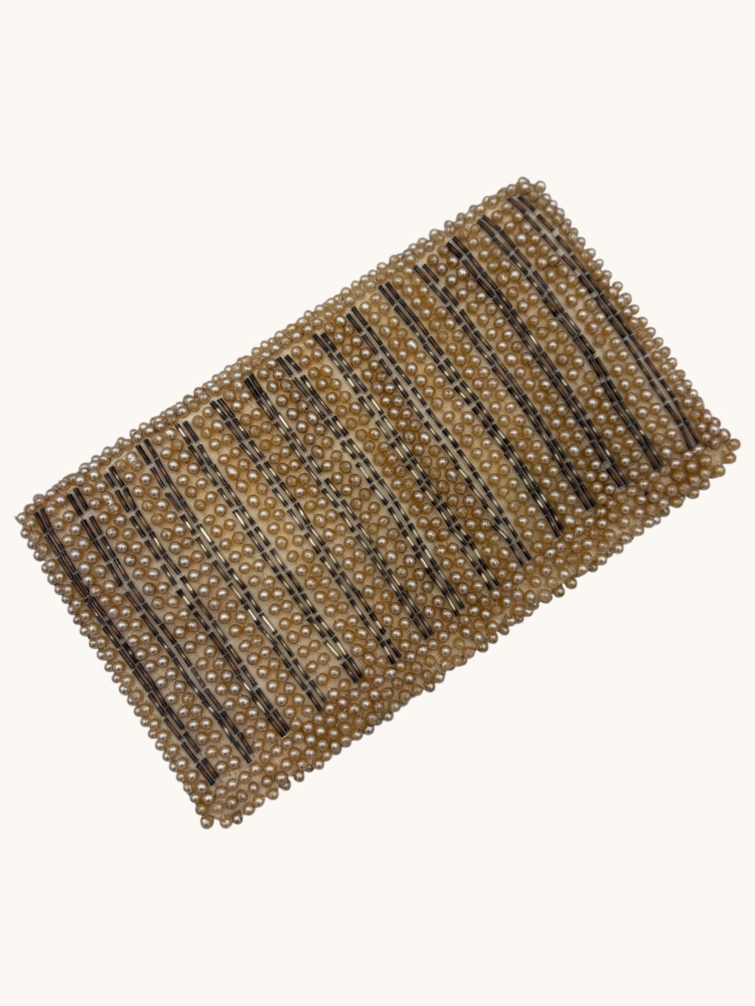 50s Beige Beaded Clutch