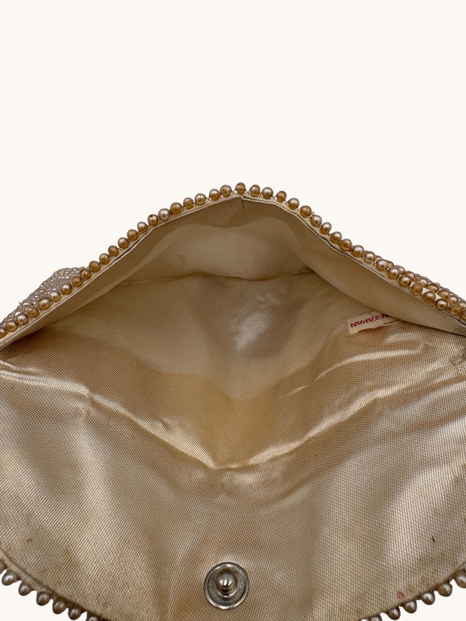 50s Beige Beaded Clutch