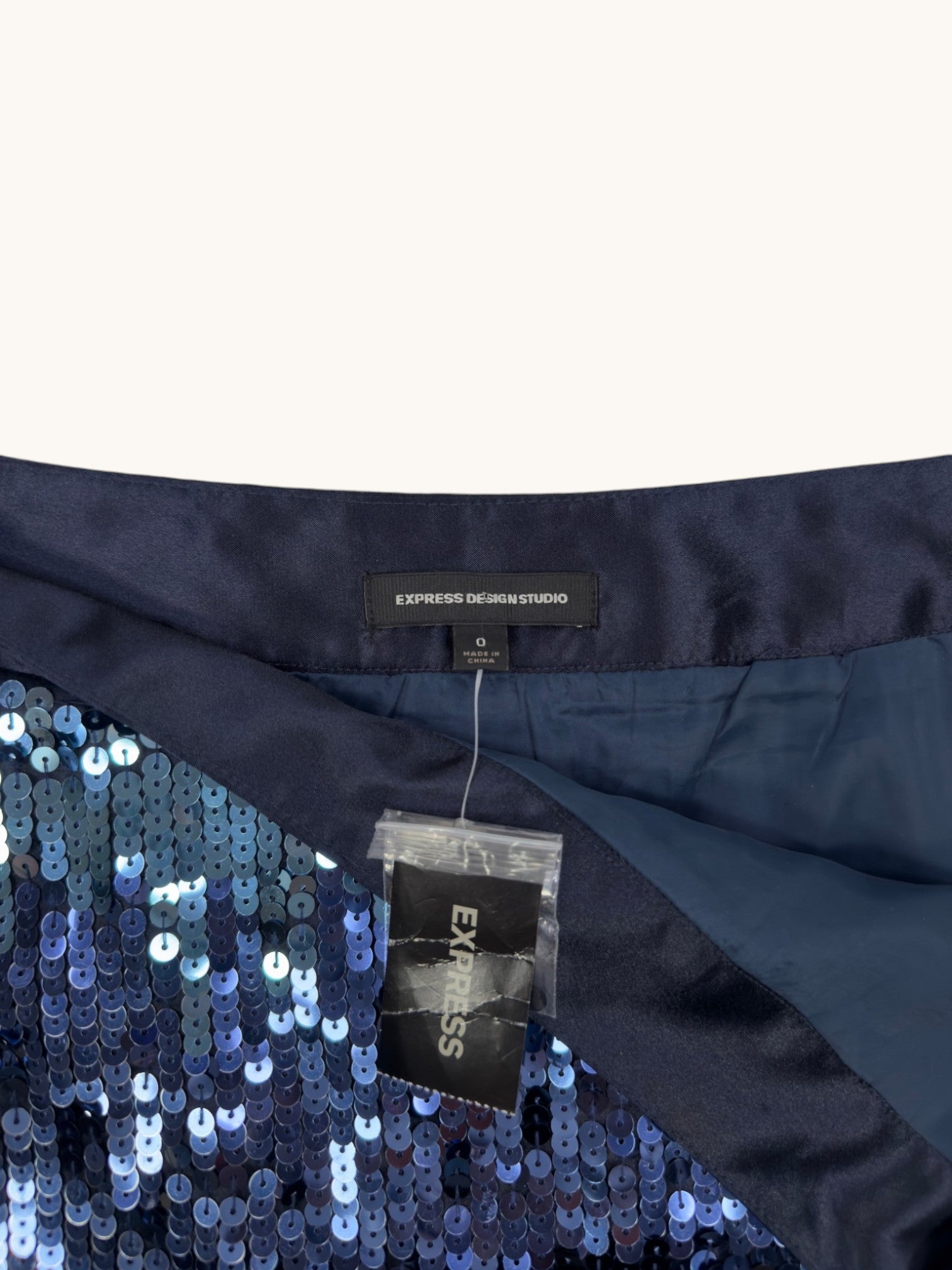 00s Express Blue Sequin Skirt - 0