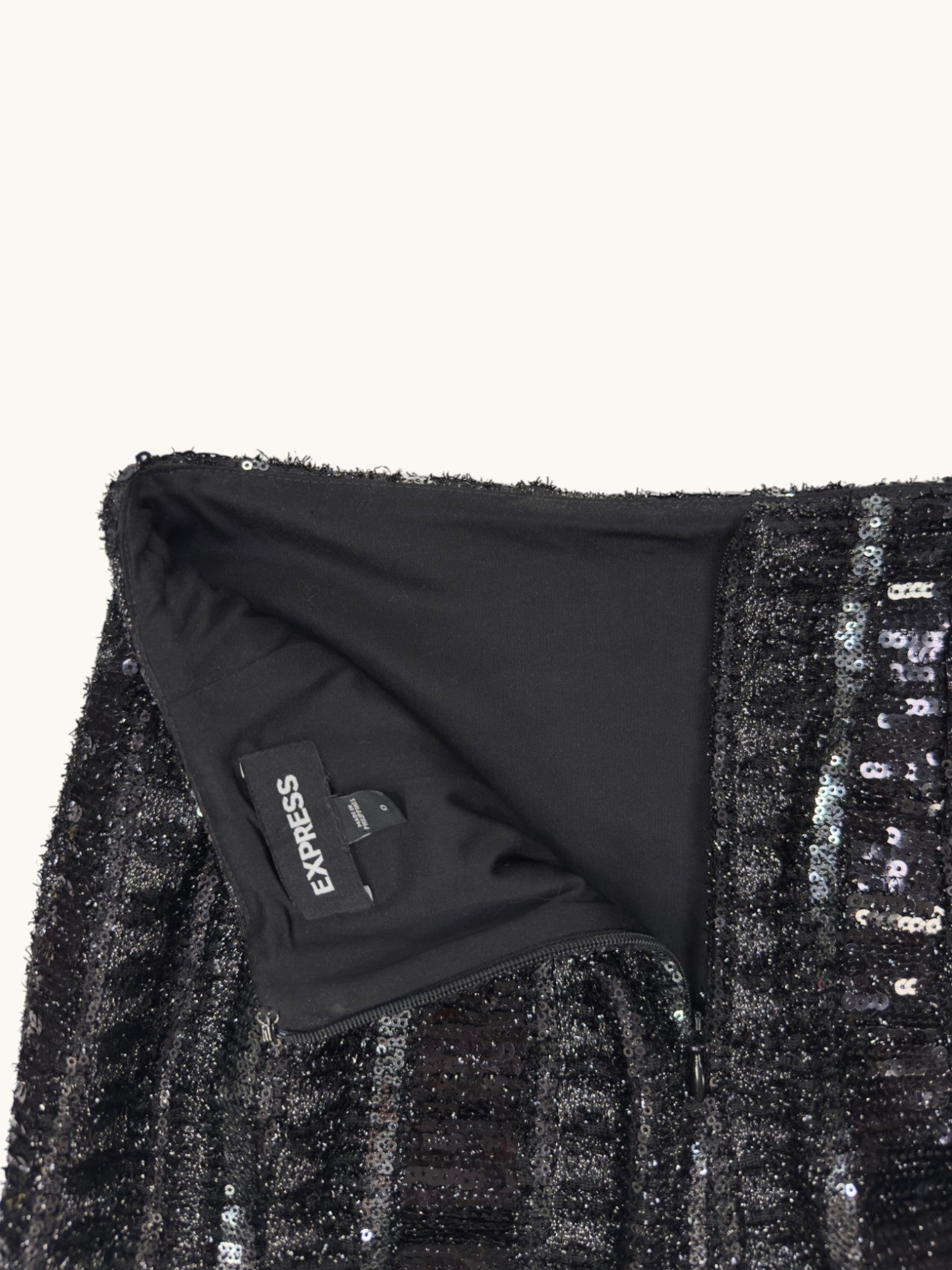Express Black Sequin Mini Skirt - 0
