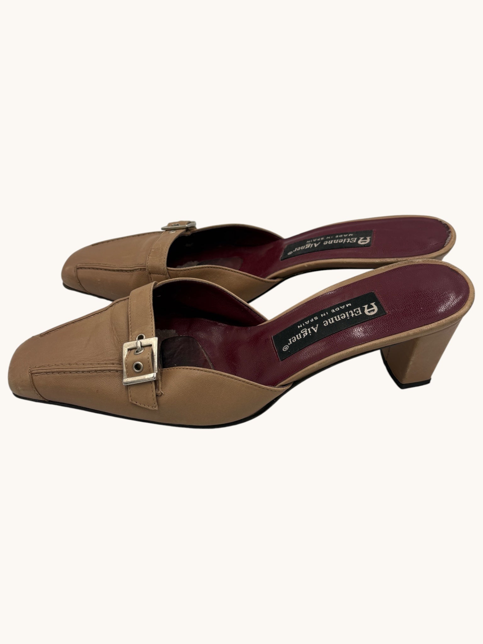 90s Etienne Aigner Beige Mule Shoes - 7.5 W