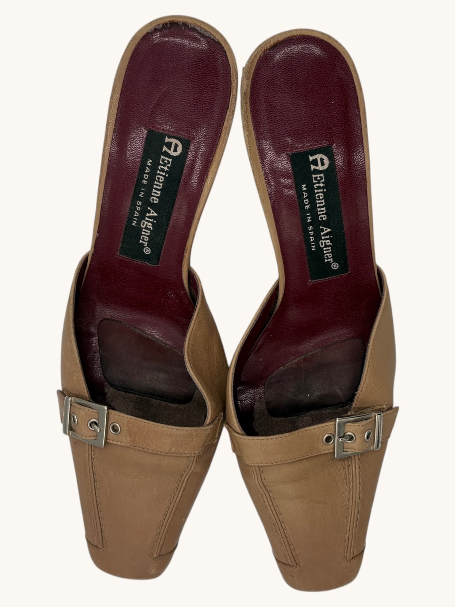 90s Etienne Aigner Beige Mule Shoes - 7.5 W