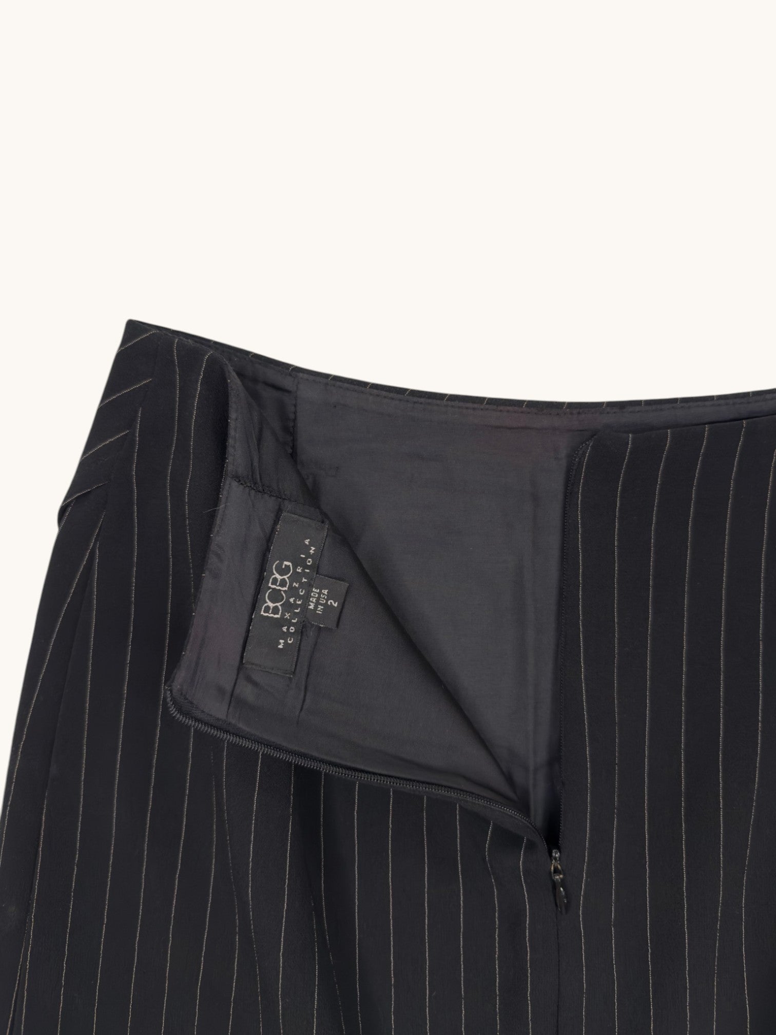 90s BCBG Black Pinstripe Skirt - 2