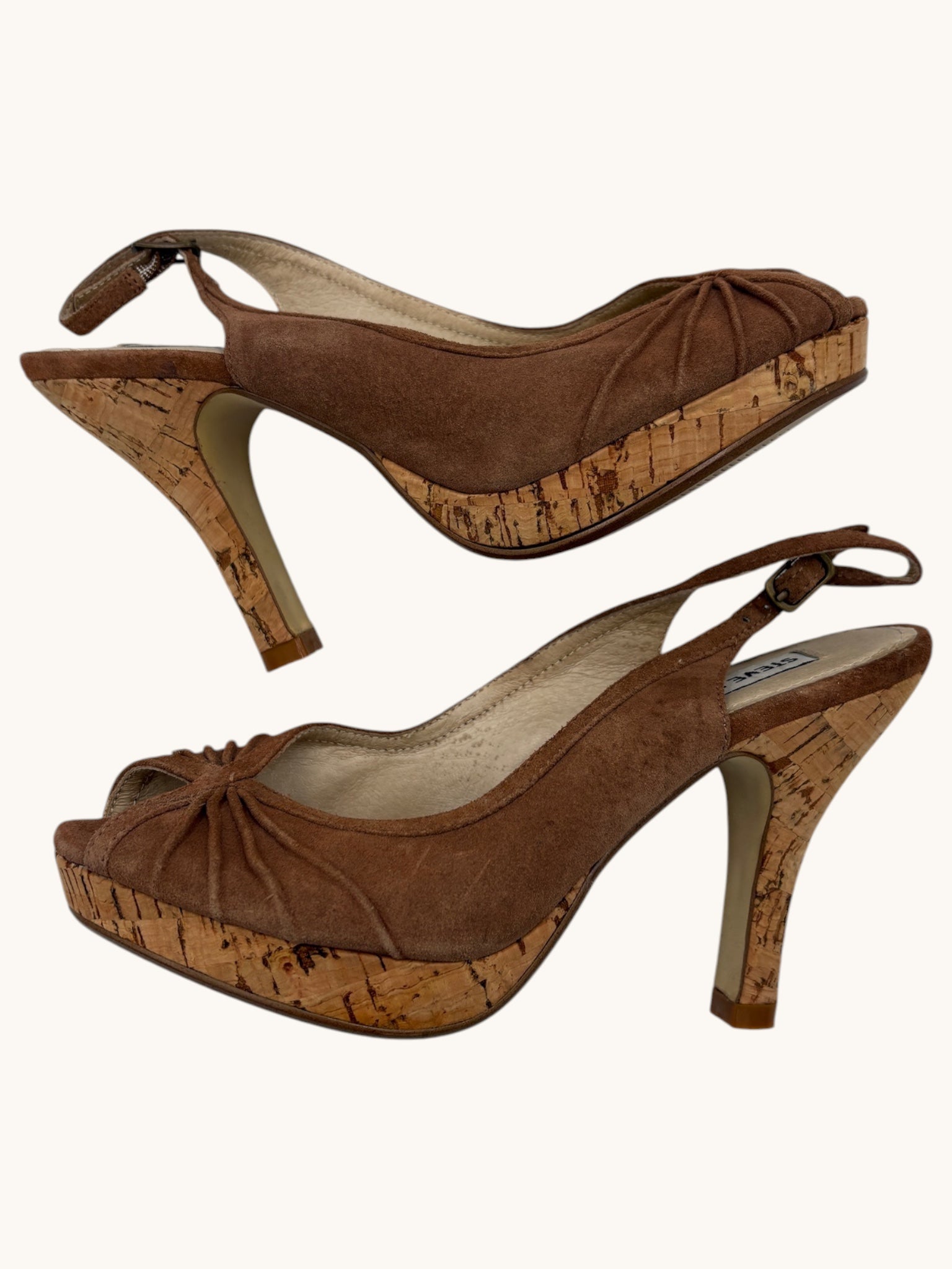 00s Steve Madden Brown Suede Slingback Heels - 6