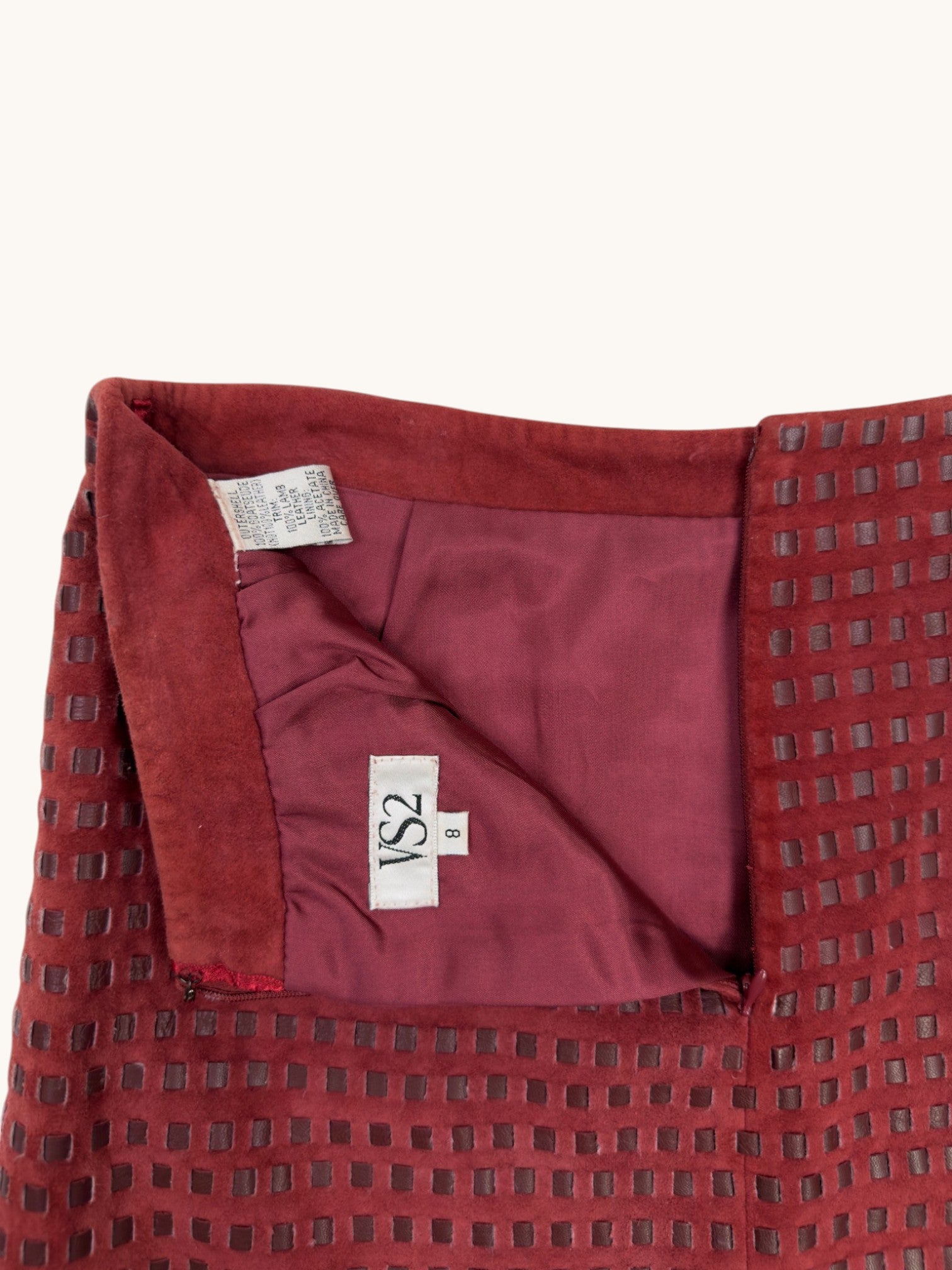 90s VS2 Red Leather Skirt - 8
