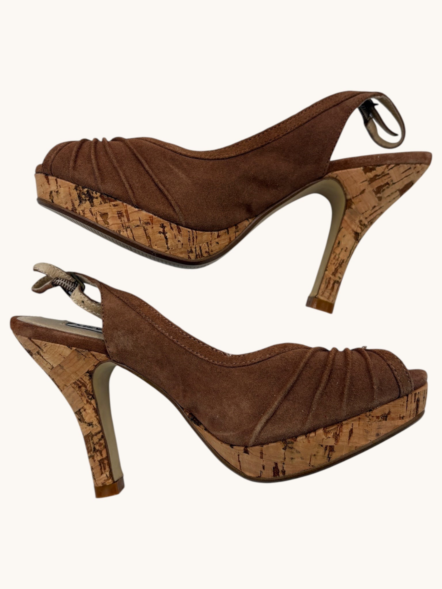 00s Steve Madden Brown Suede Slingback Heels - 6