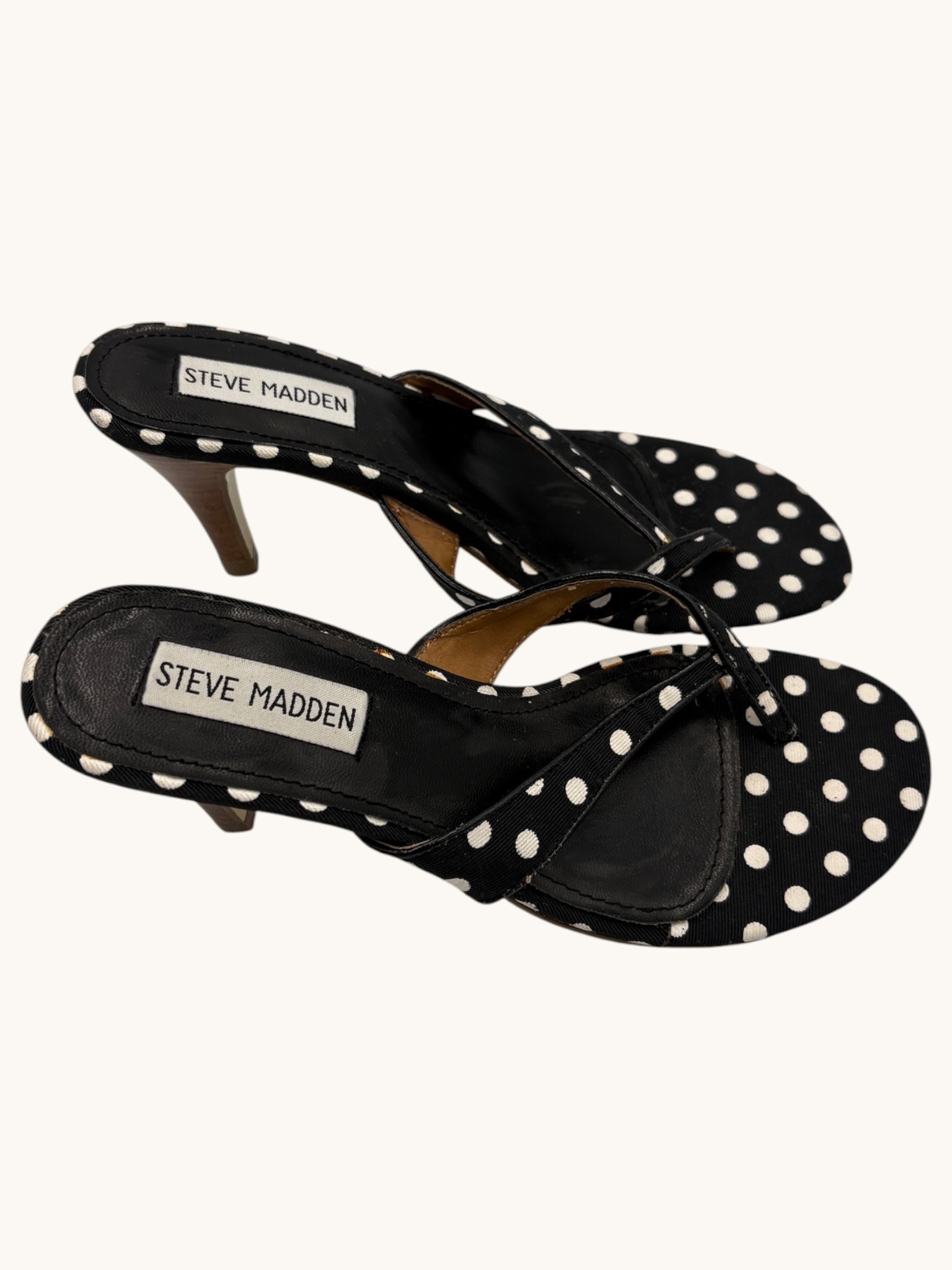 00s Steve Madden Black Polka Dot Heel Sandals - 5.5 W