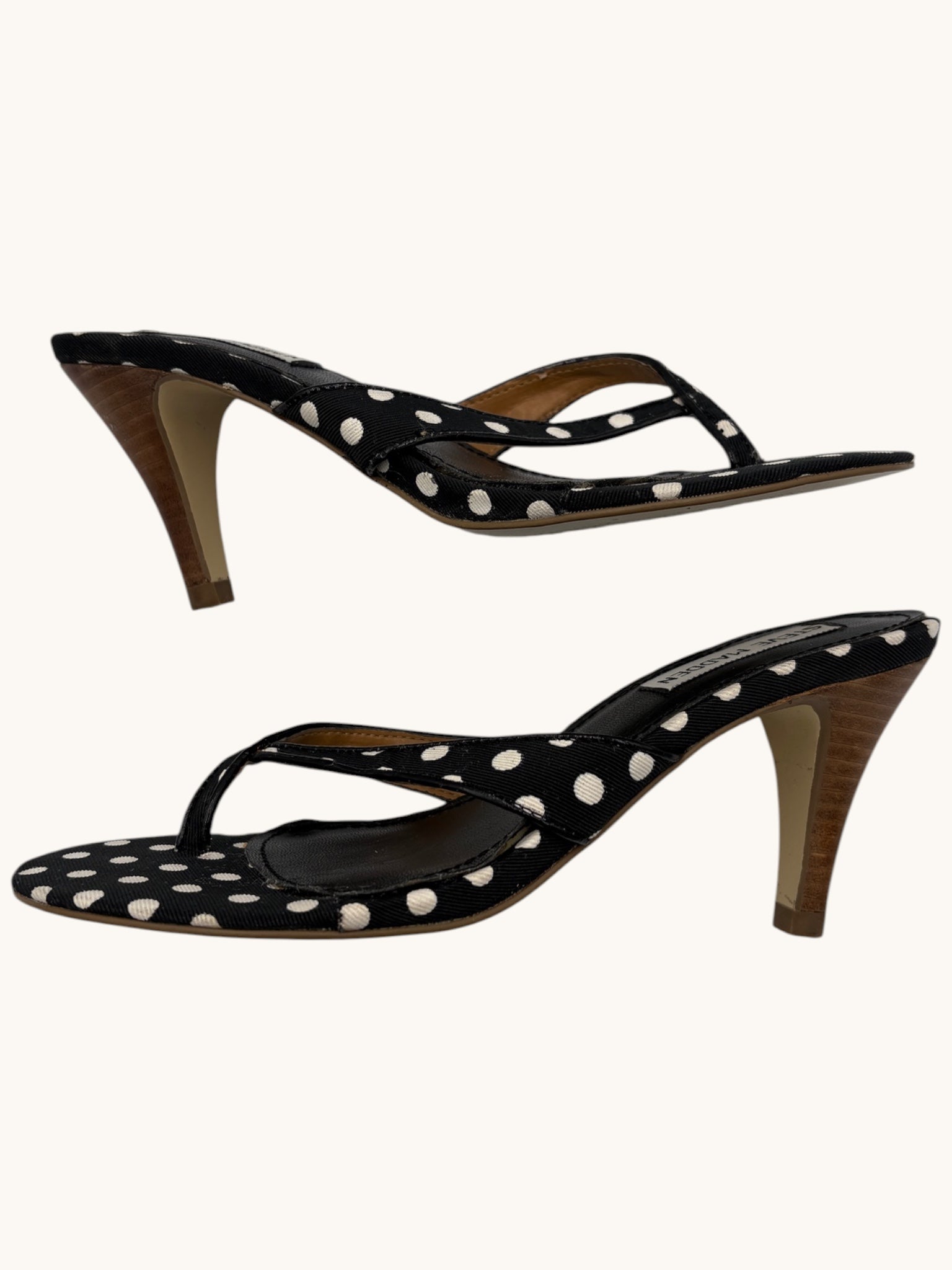 00s Steve Madden Black Polka Dot Heel Sandals - 5.5 W