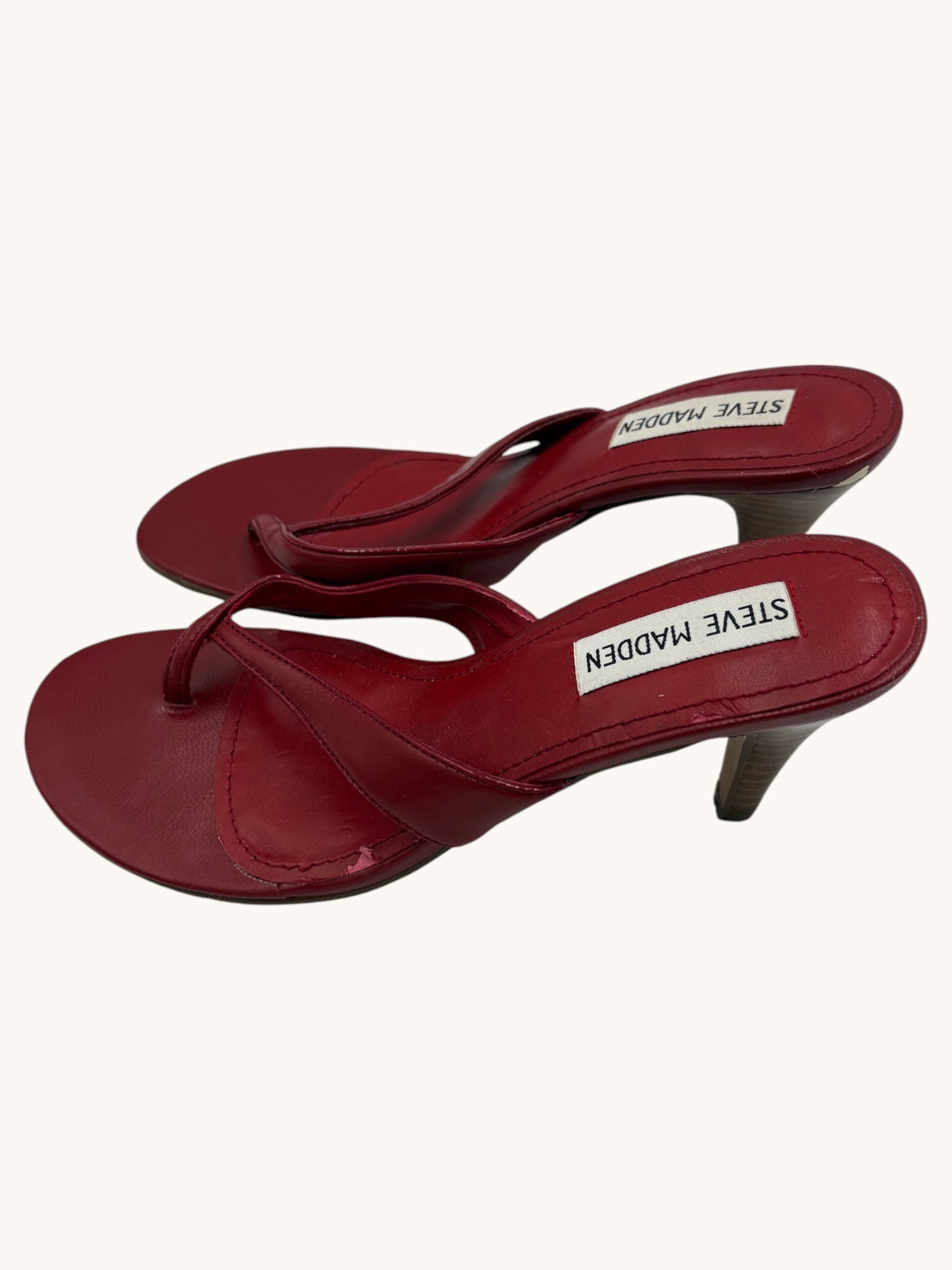 00s Steve Madden Red Kitten Heel Sandals - 5.5 W