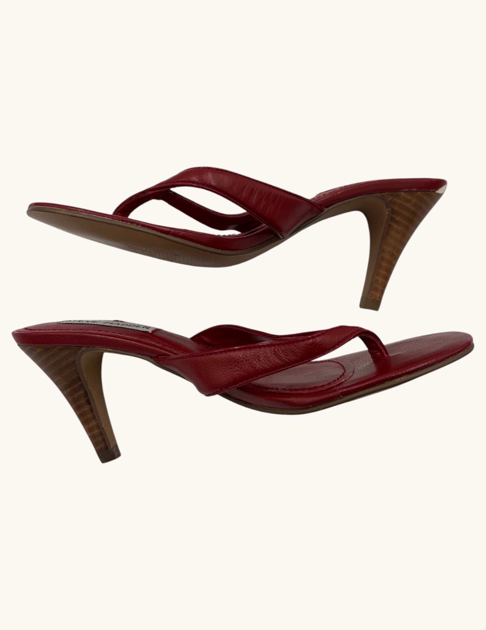 00s Steve Madden Red Kitten Heel Sandals - 5.5 W