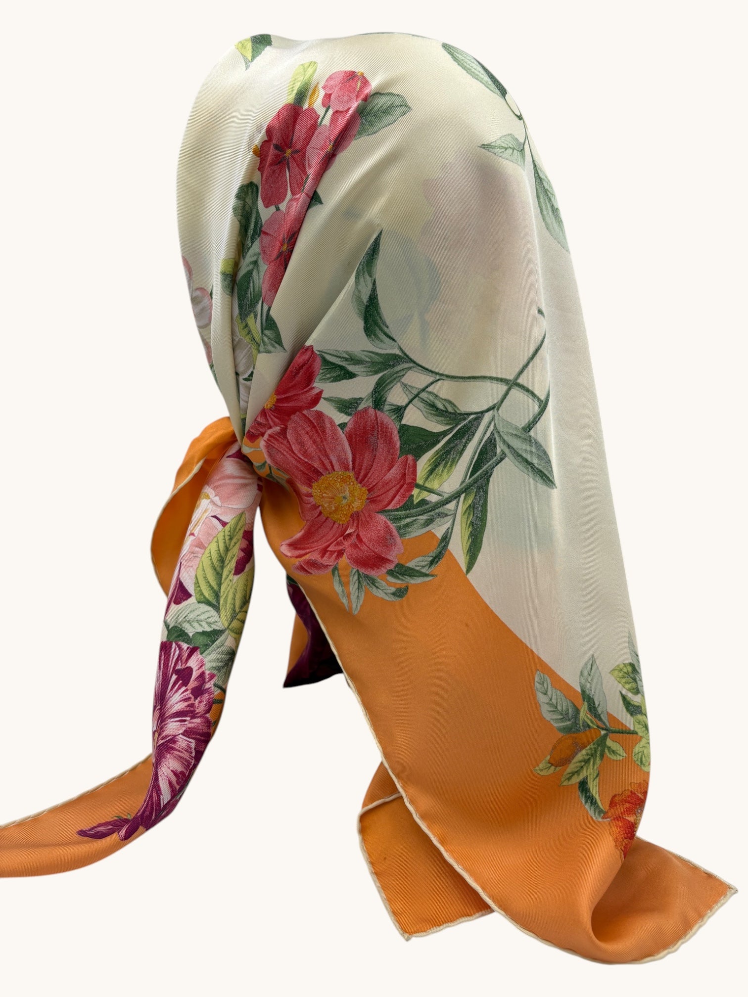 80s Orange Floral Scarf