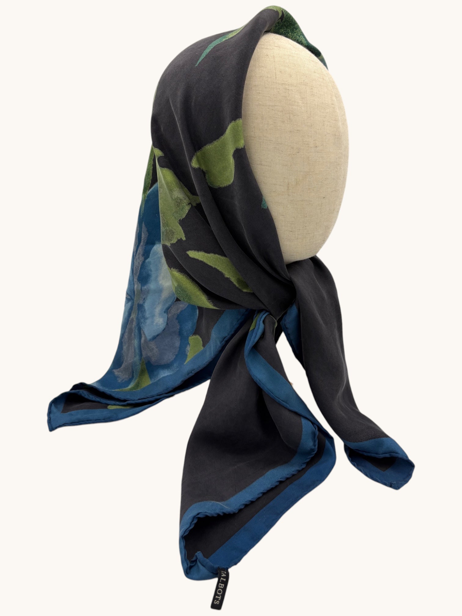 00s Talbots Blue Floral Silk Scarf