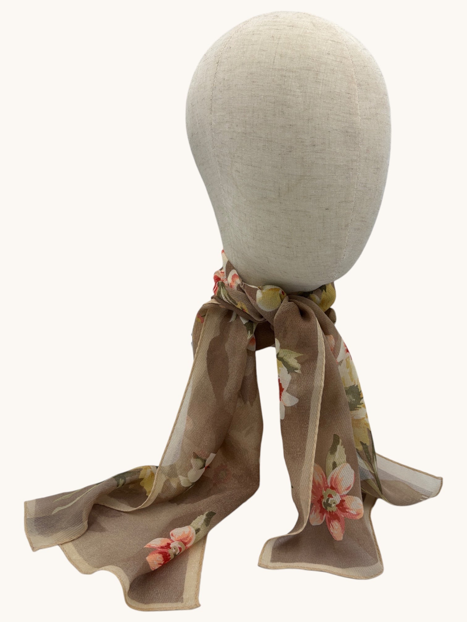 90s Adrienne Vittadini Beige Floral Scarf
