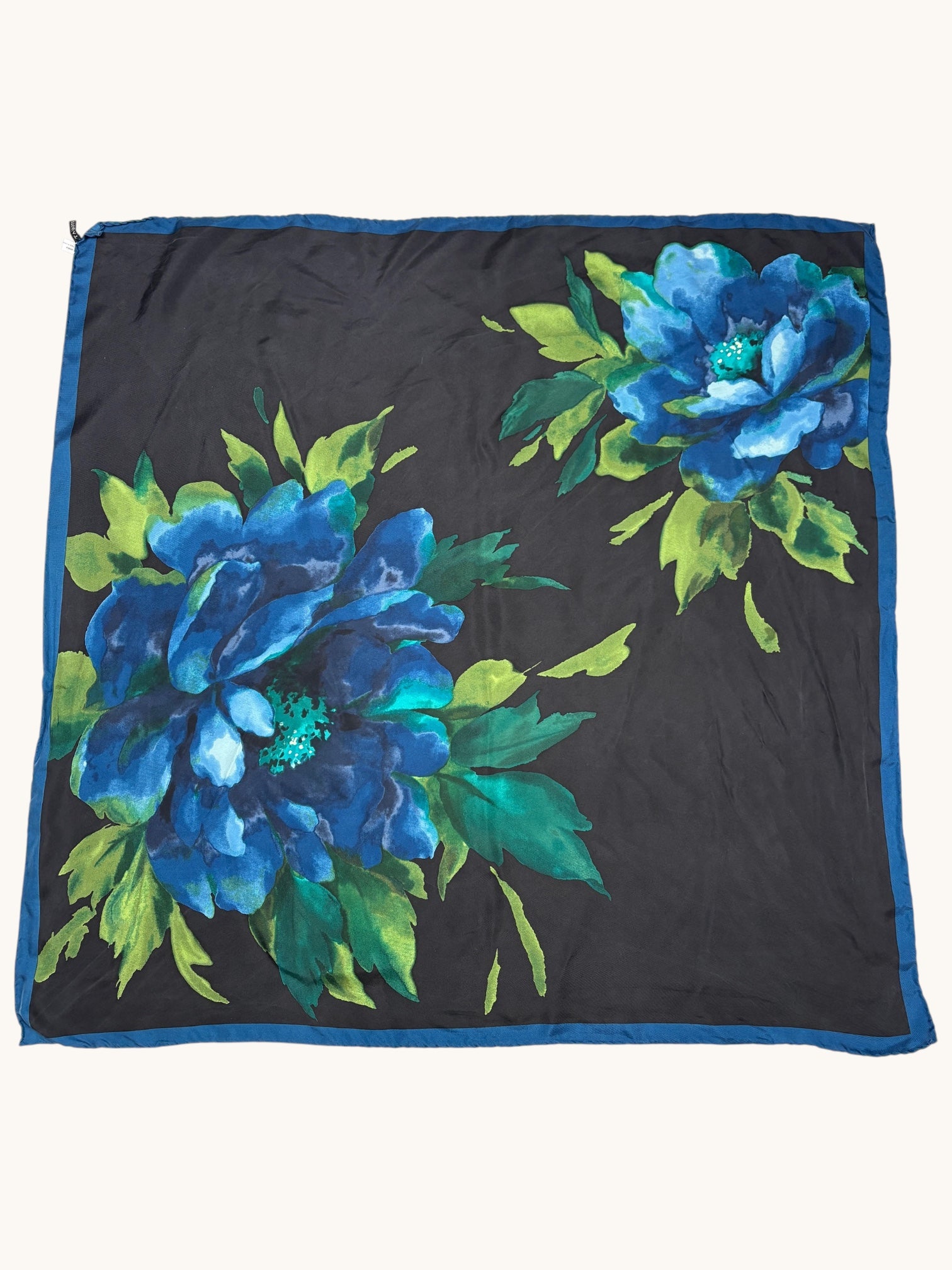 00s Talbots Blue Floral Silk Scarf