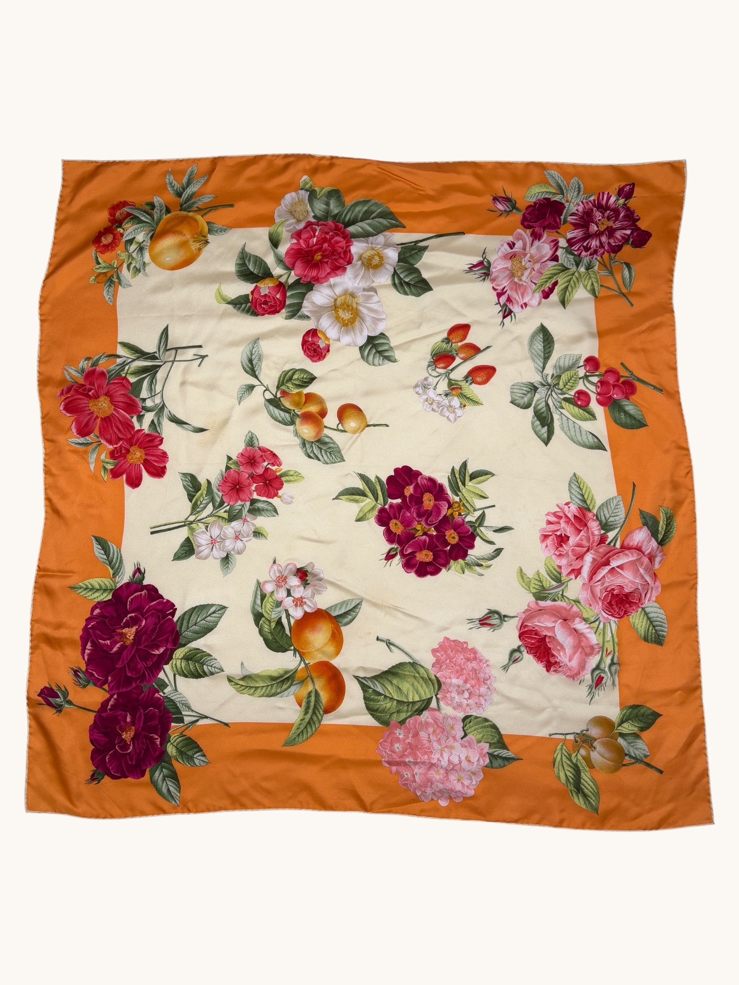 80s Orange Floral Scarf