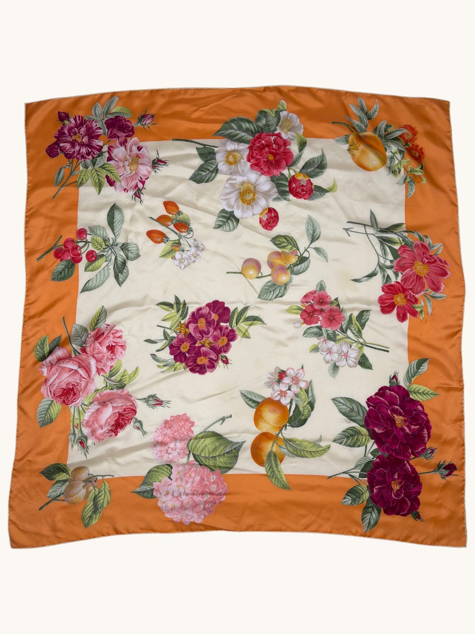 80s Orange Floral Scarf
