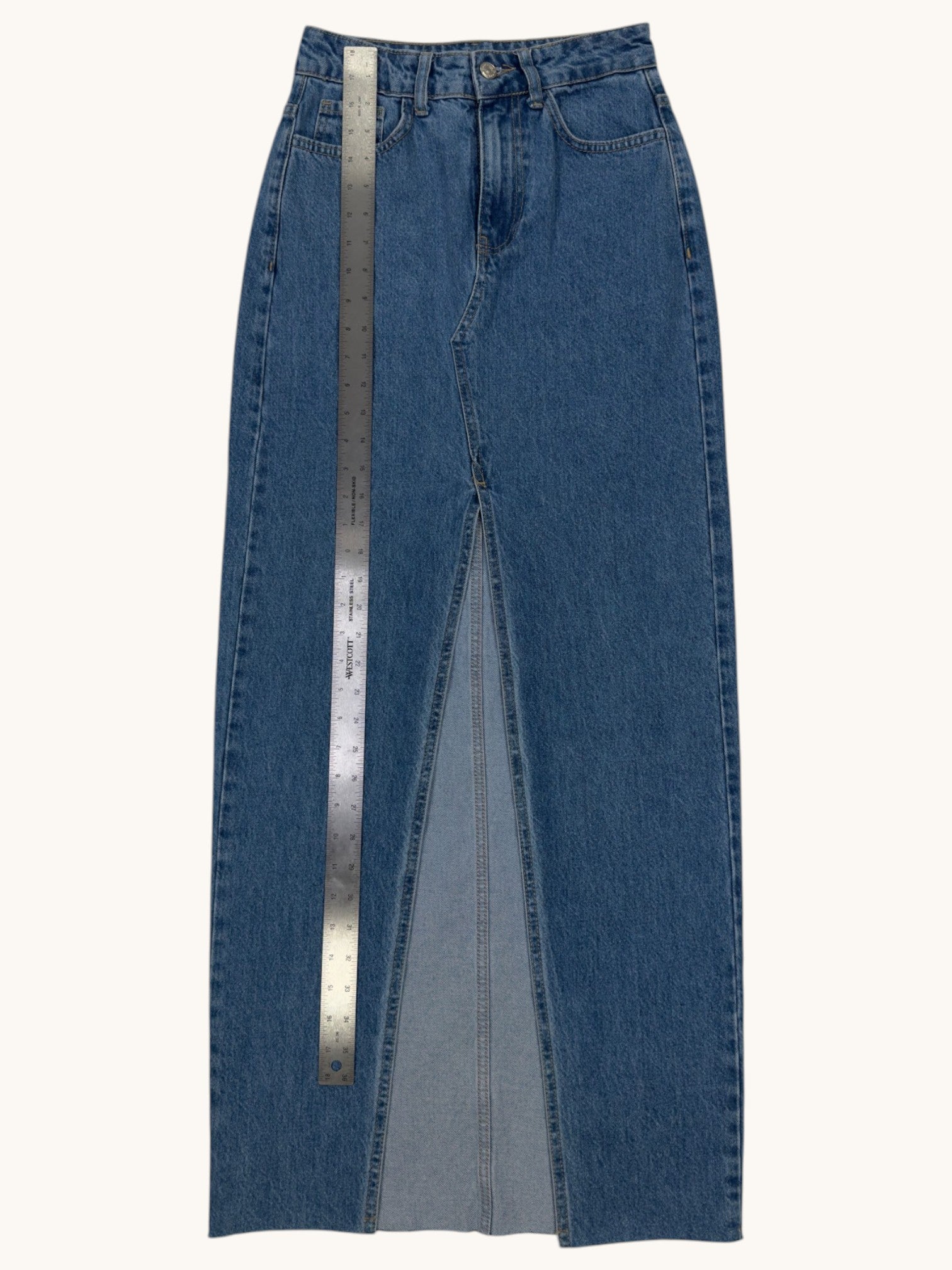 Medium Wash Denim Skirt - 34