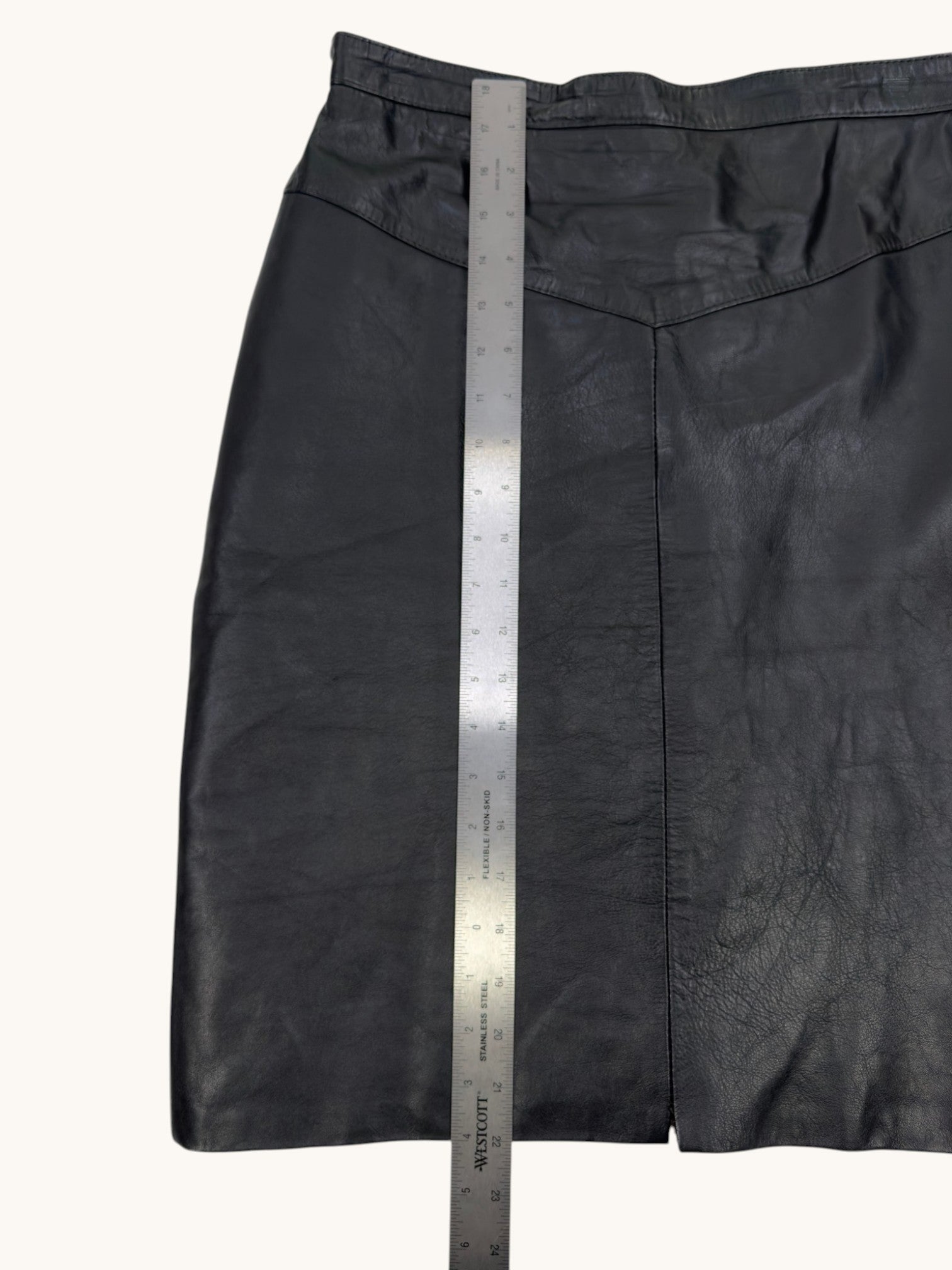 90s Outerbound Black Leather Skirt - 12