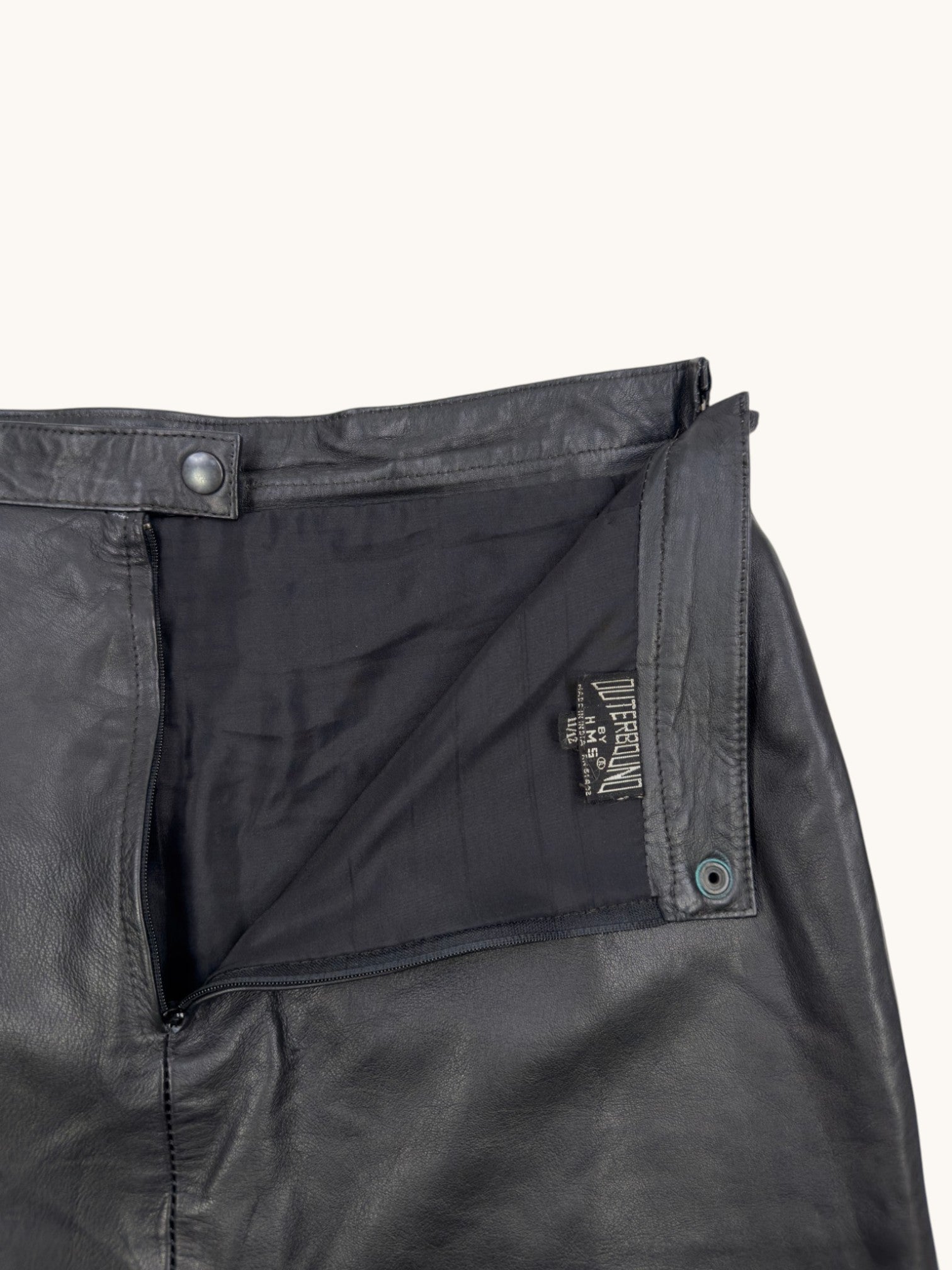 90s Outerbound Black Leather Skirt - 12