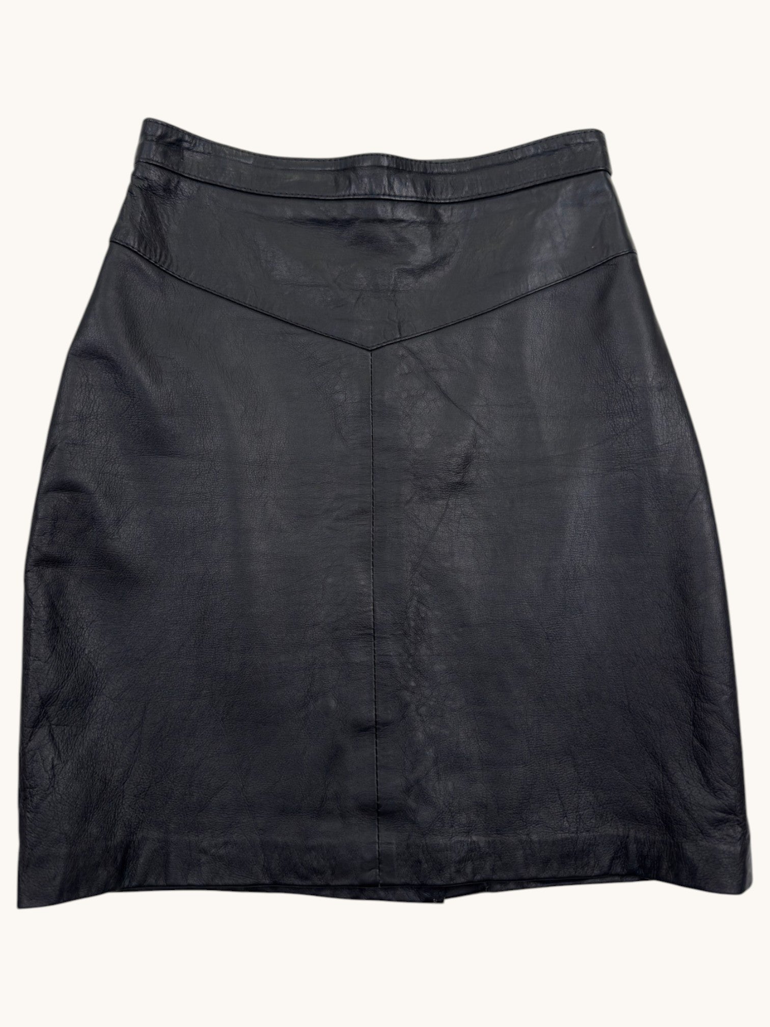 90s Outerbound Black Leather Skirt - 8