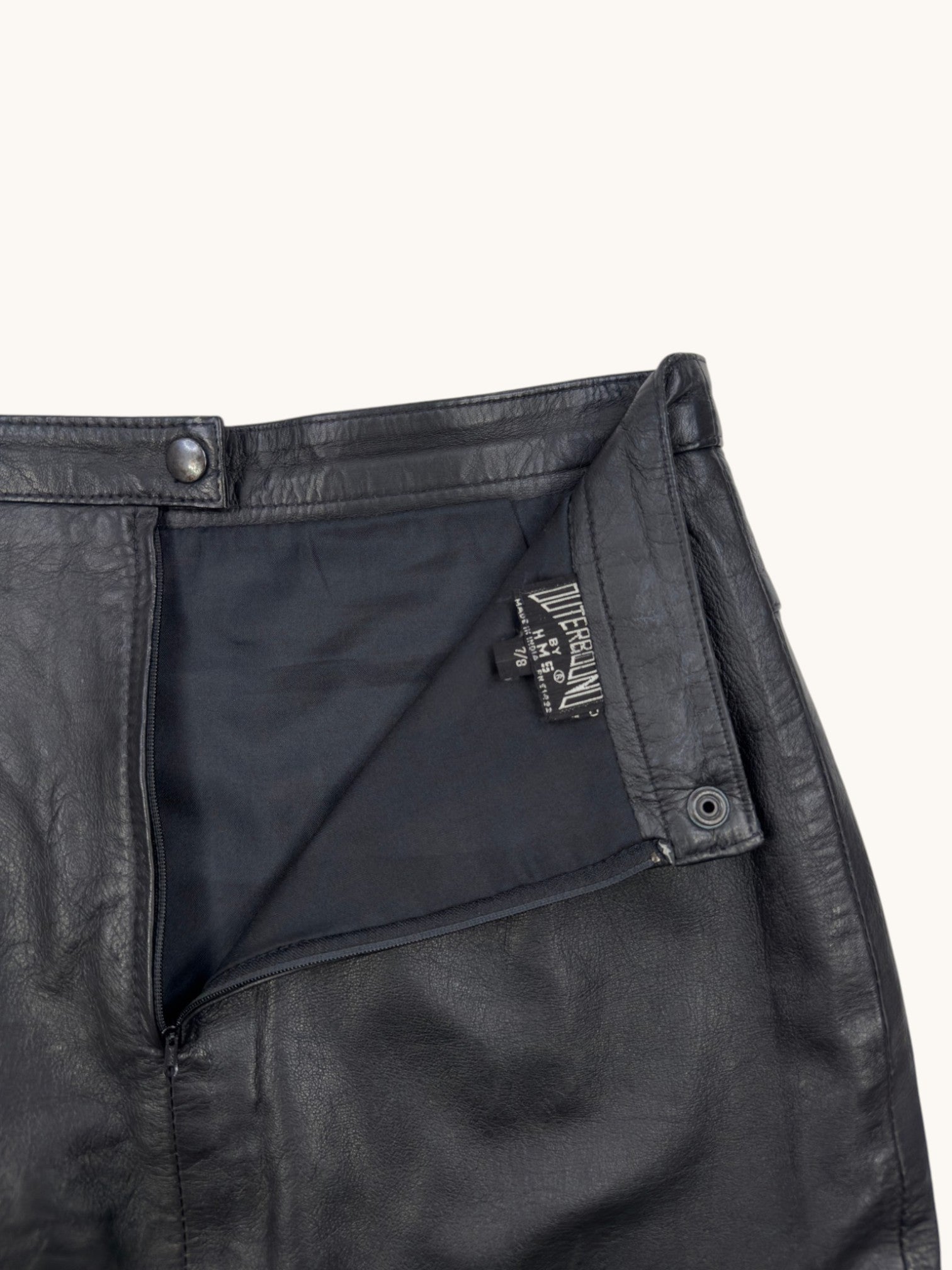 90s Outerbound Black Leather Skirt - 8