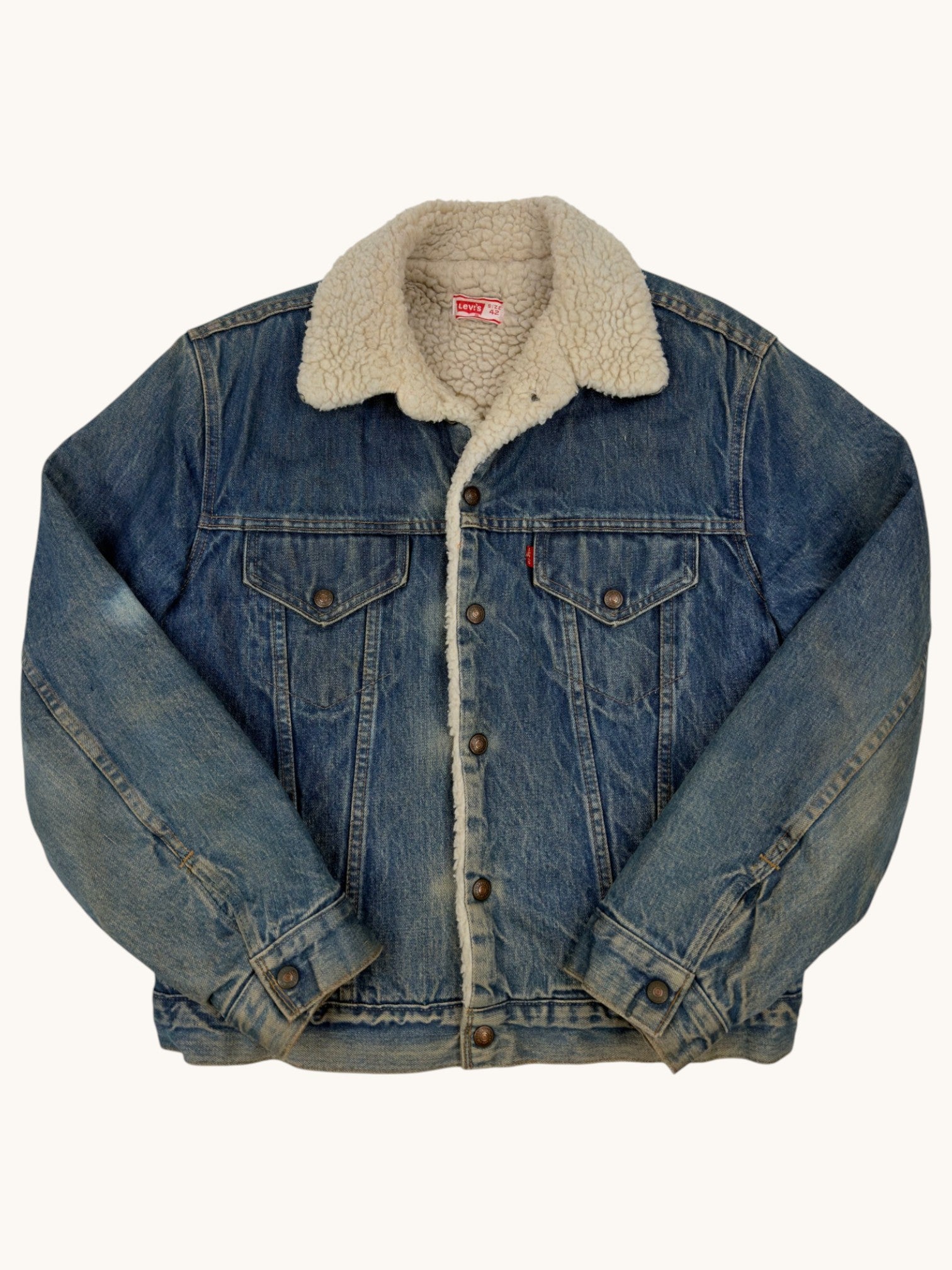 90s Levi's Denim Shearling Jacket - 42