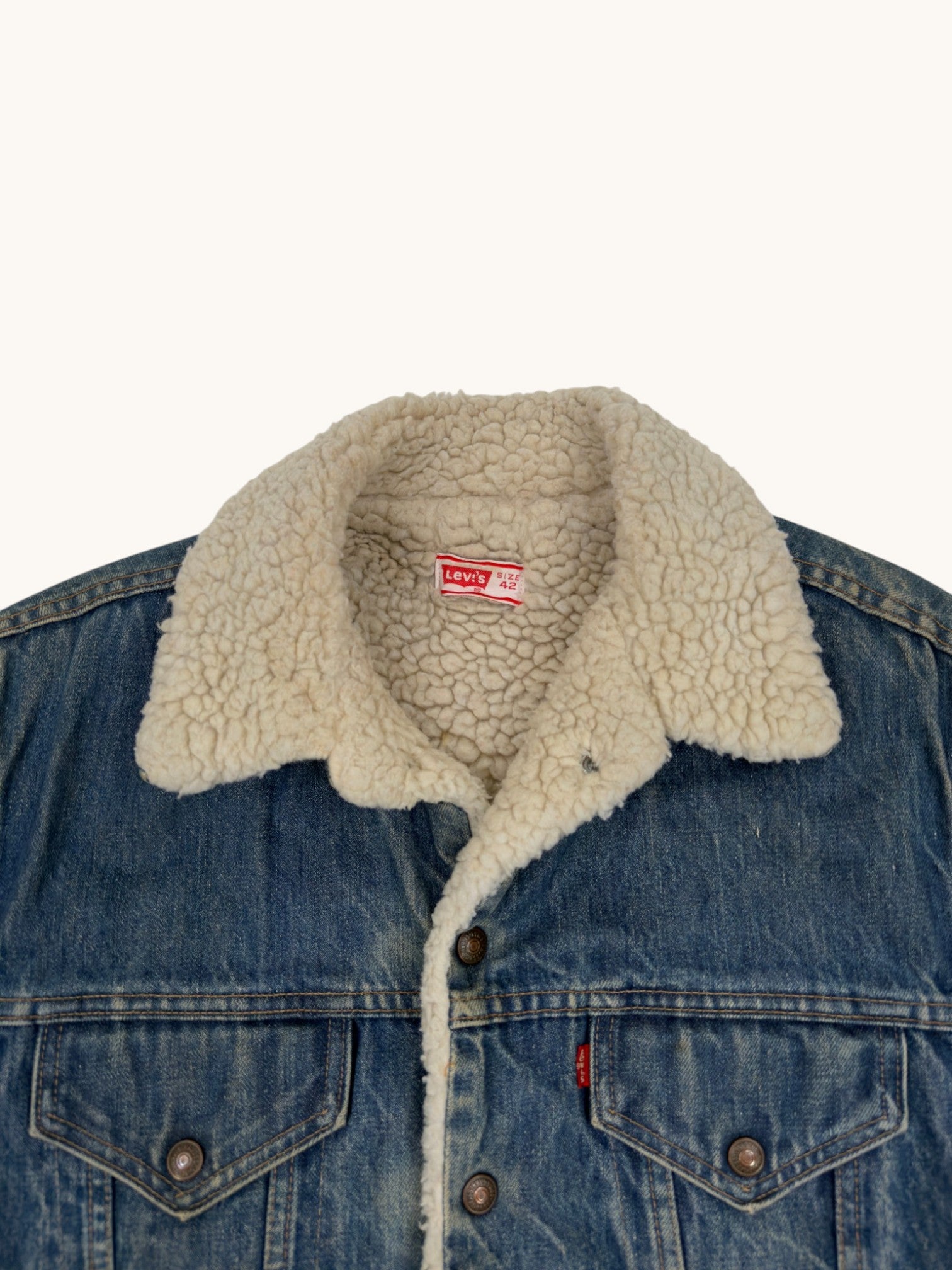 90s Levi's Denim Shearling Jacket - 42