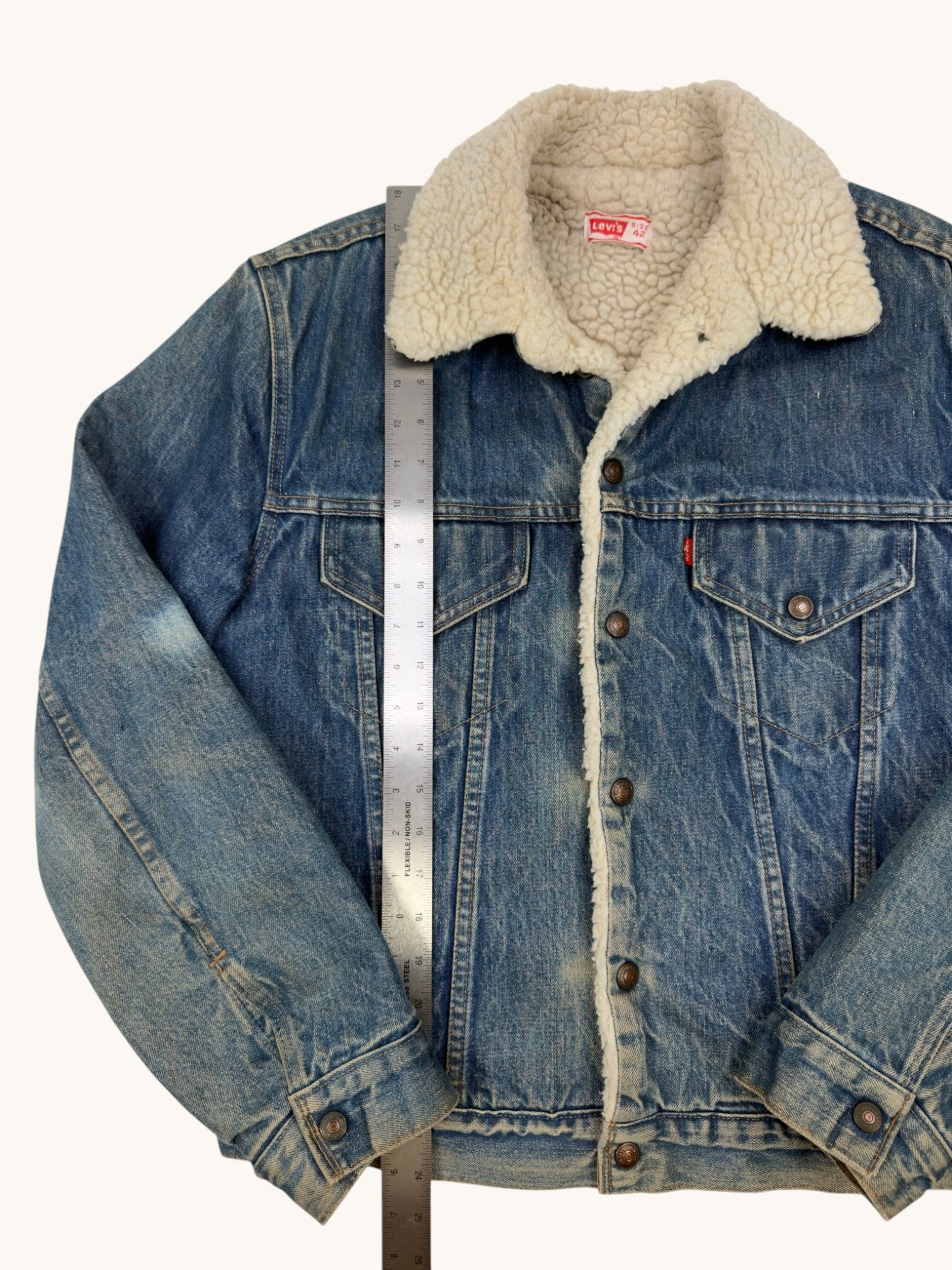 90s Levi's Denim Shearling Jacket - 42