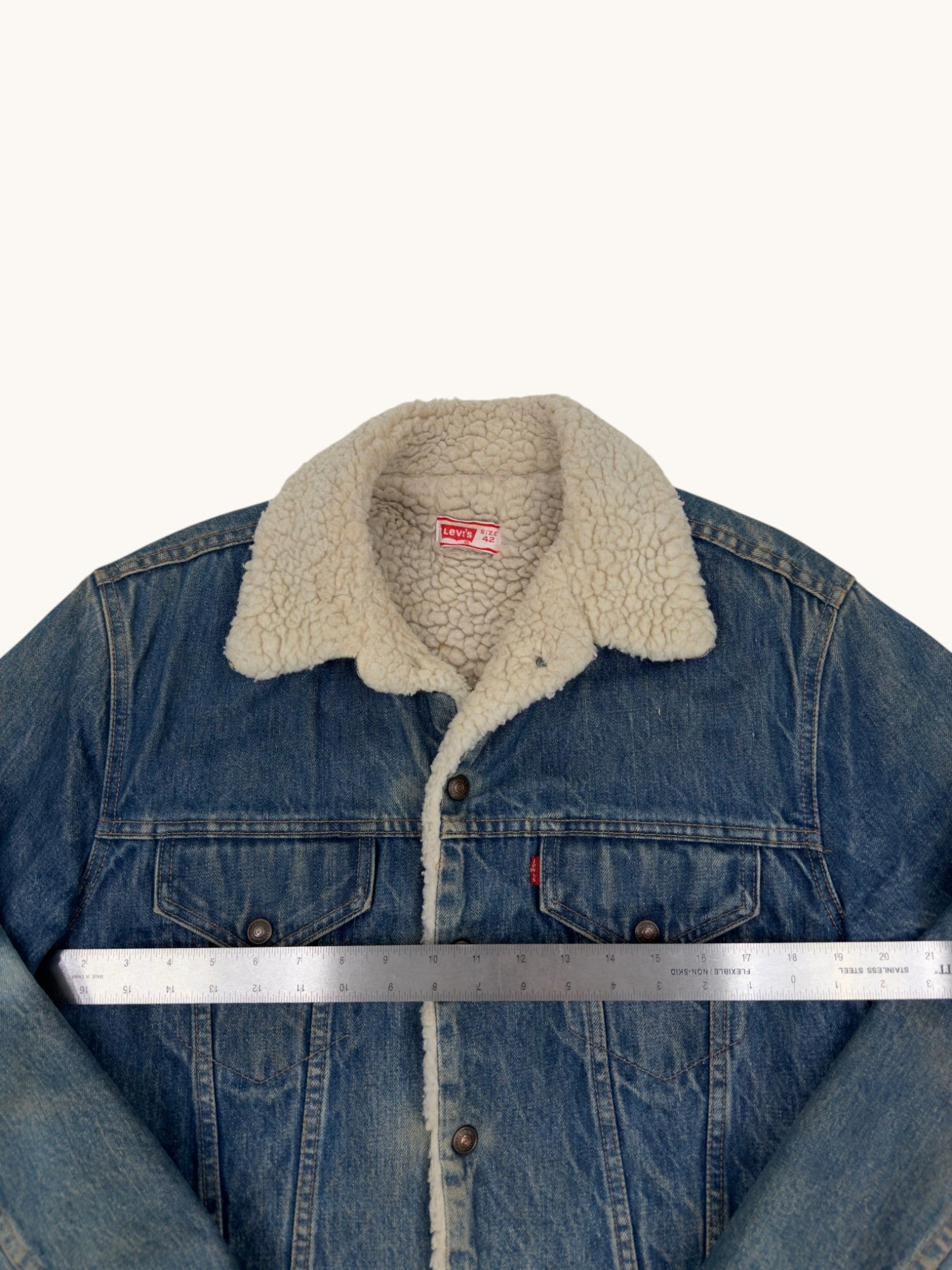 90s Levi's Denim Shearling Jacket - 42