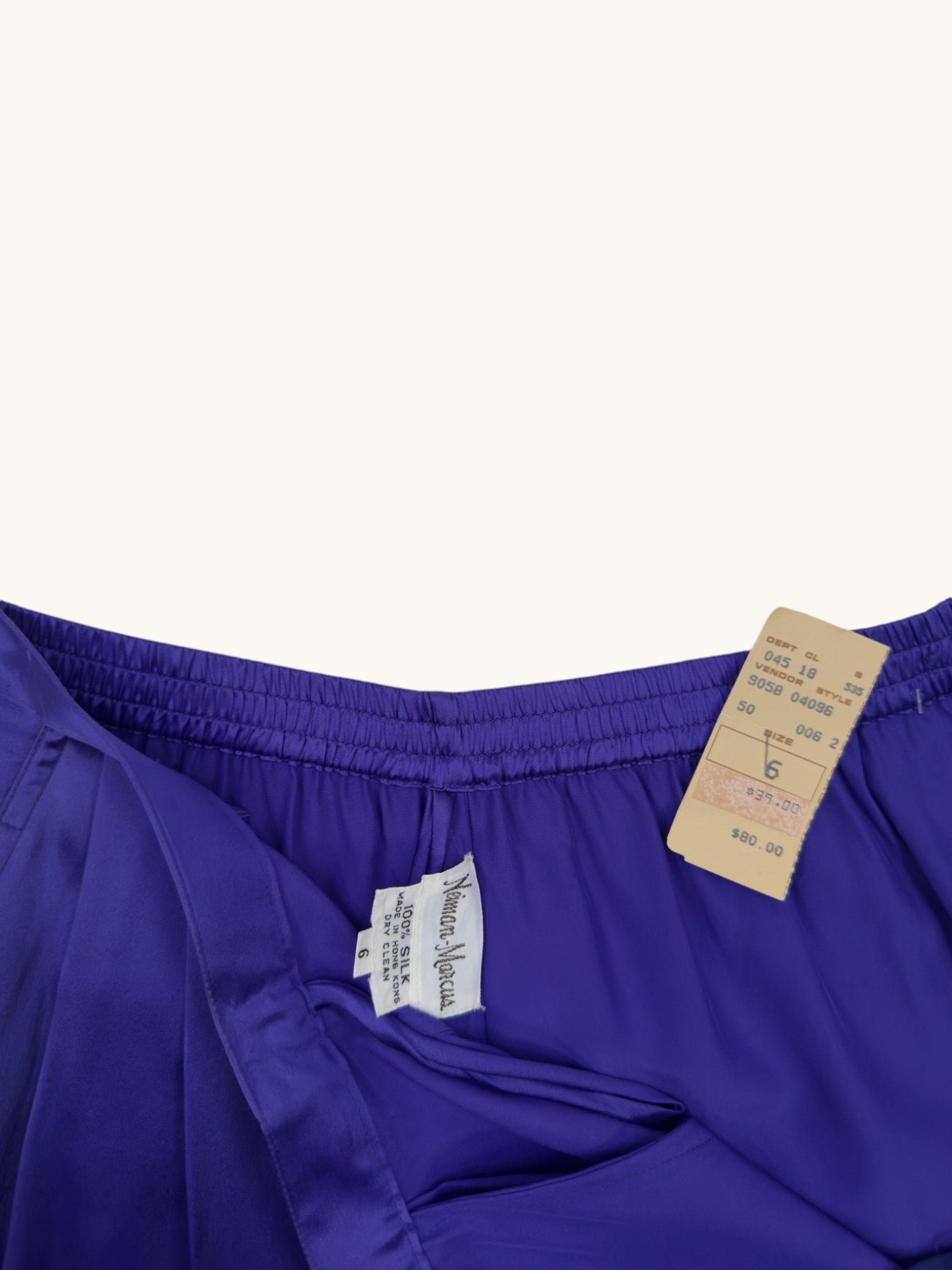 90s Neiman Marcus Blue Silk Pants - 6
