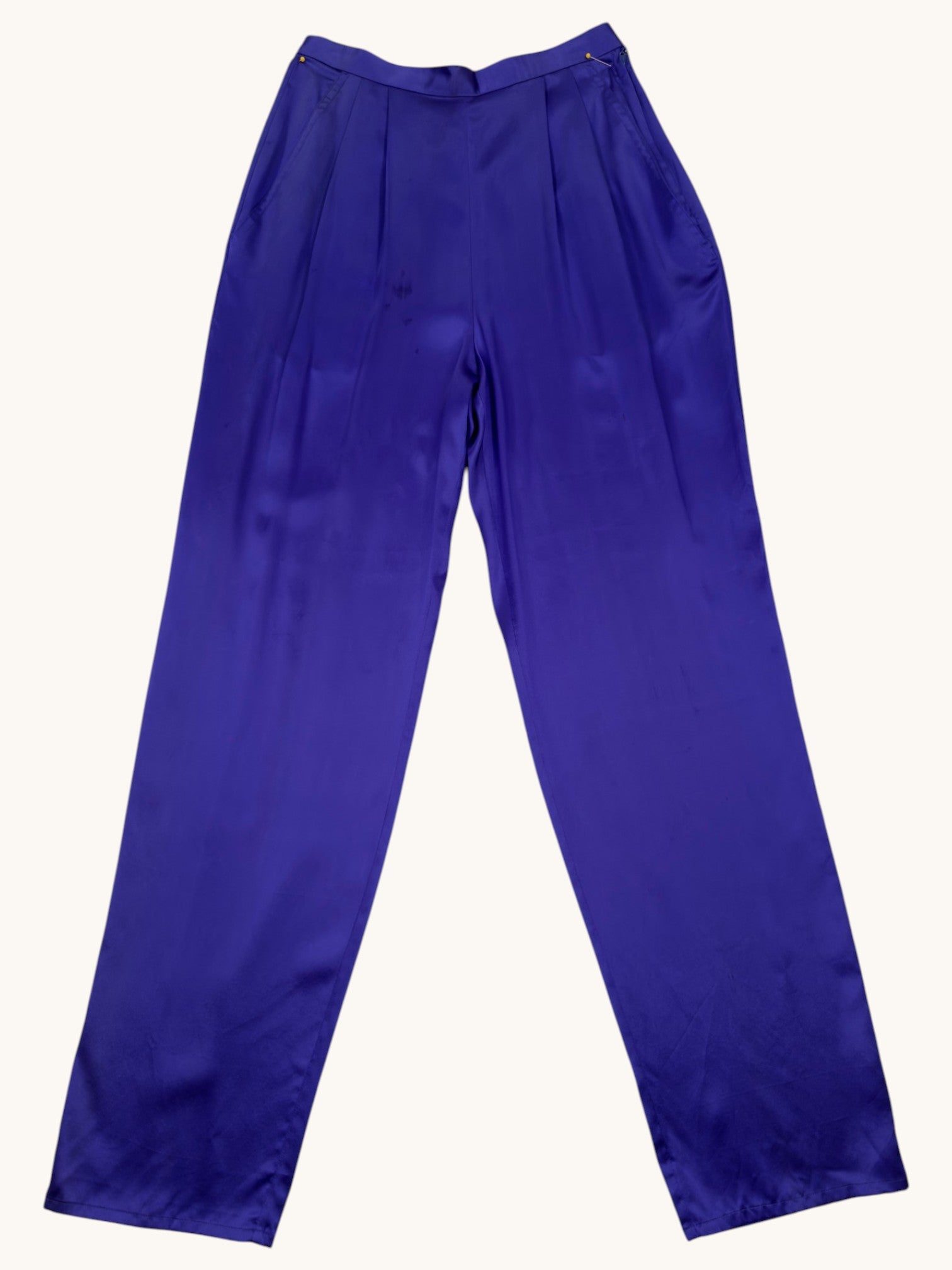 90s Neiman Marcus Blue Silk Pants - 6