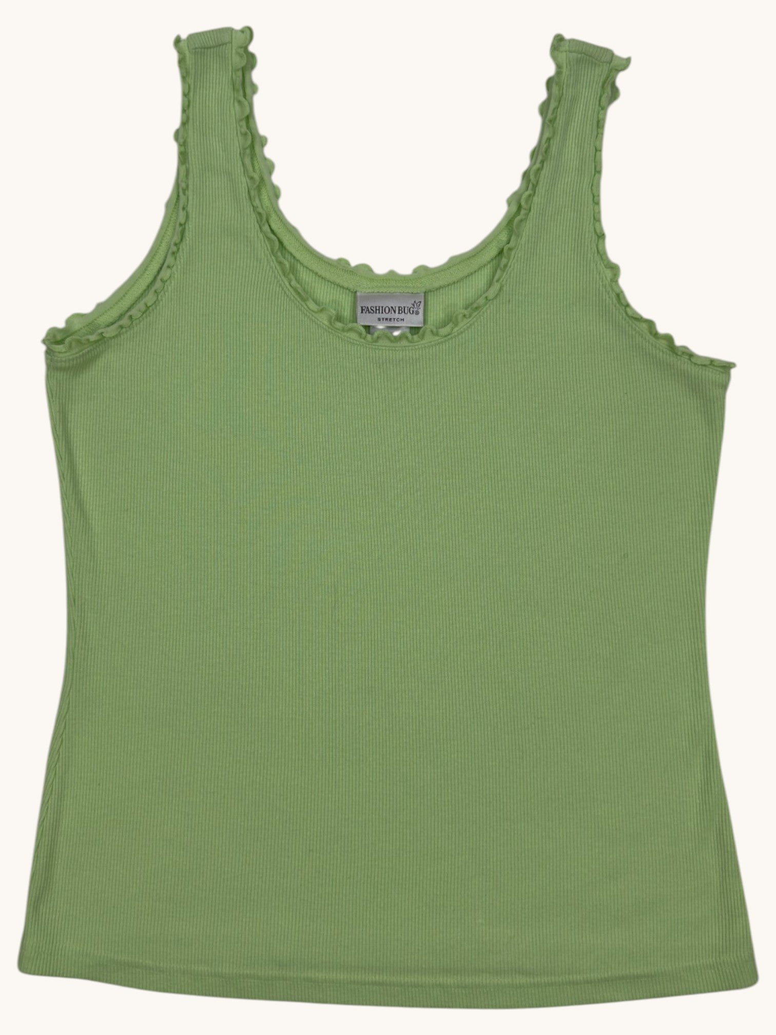 00s Fashion Bug Green Ribbed Tank - XL