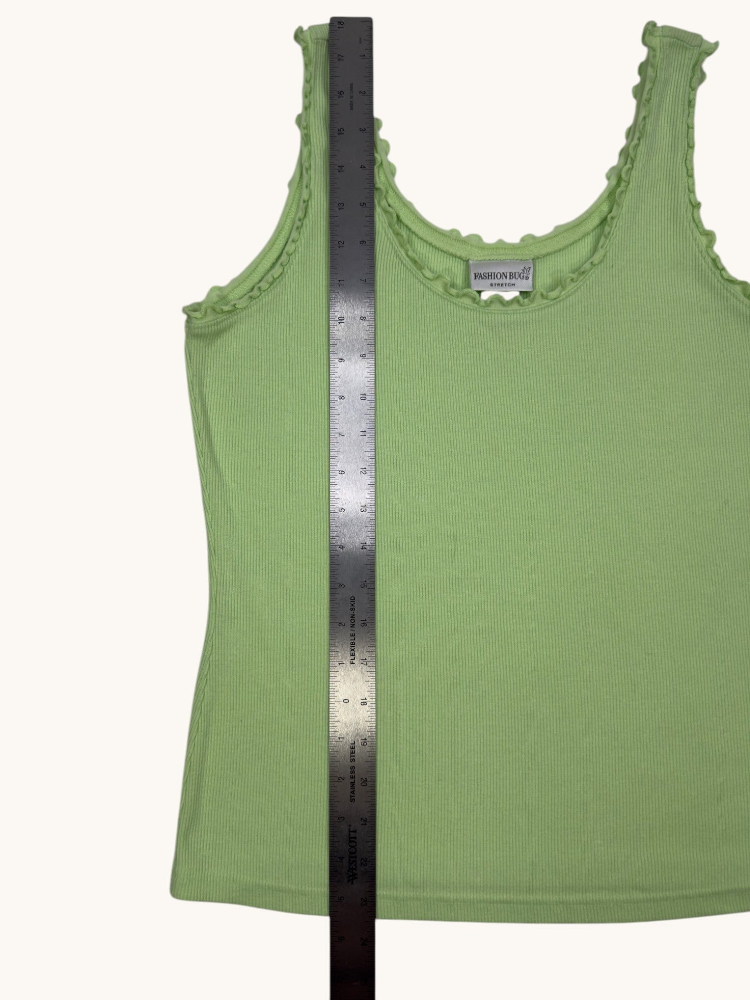 00s Fashion Bug Green Ribbed Tank - XL