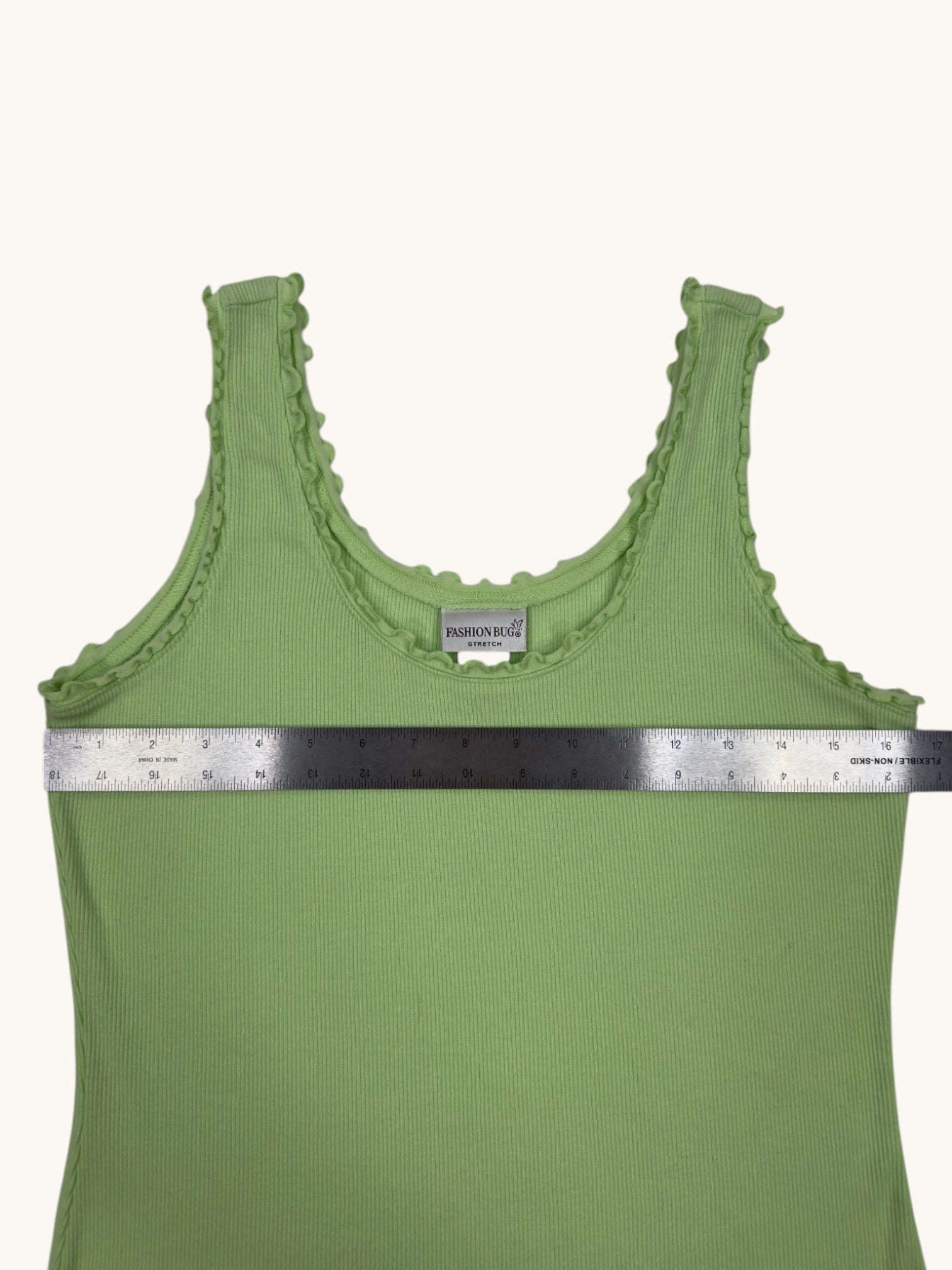 00s Fashion Bug Green Ribbed Tank - XL