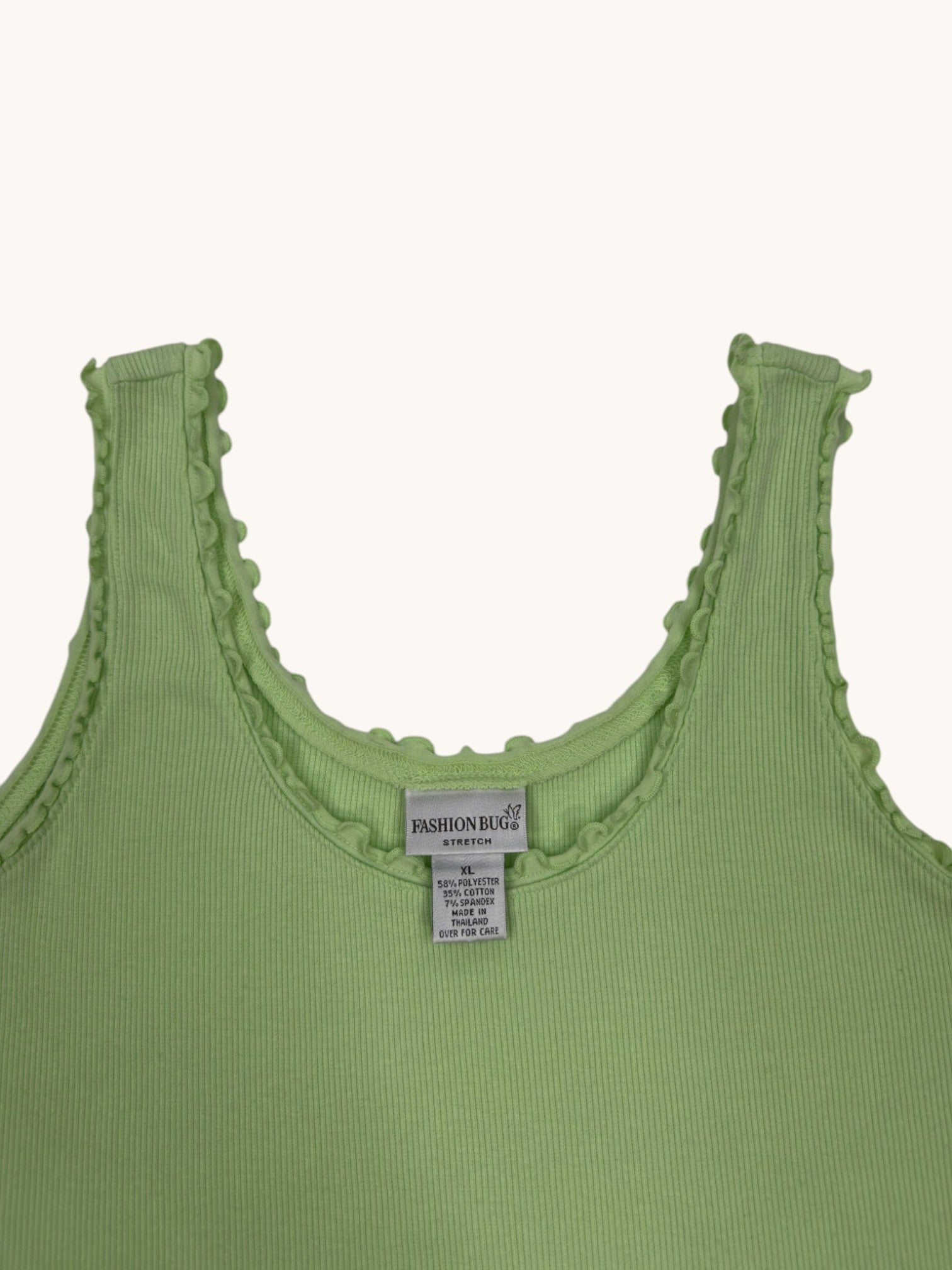 00s Fashion Bug Green Ribbed Tank - XL