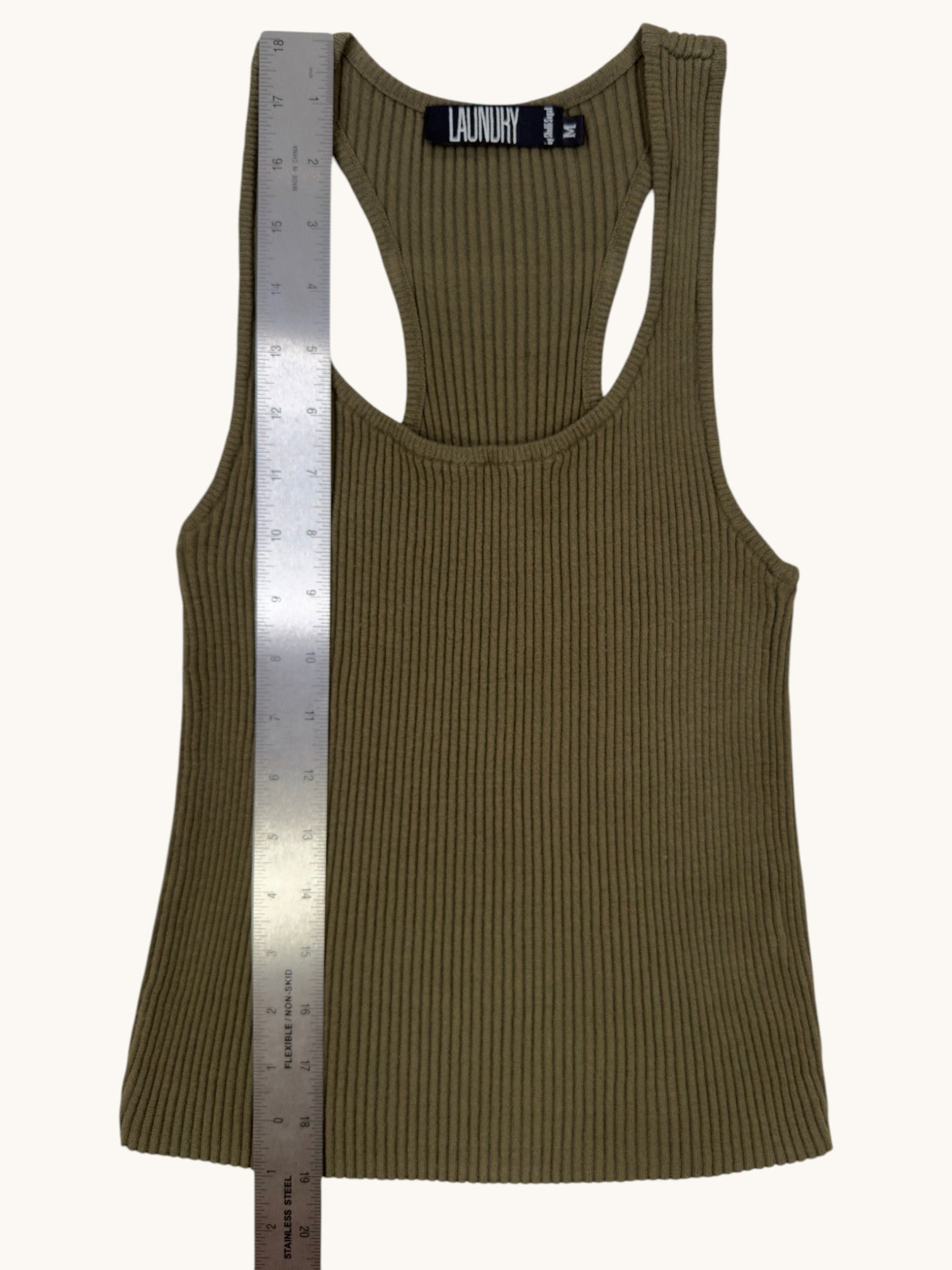 90s Laundry Green Ribbed Tank Top - M
