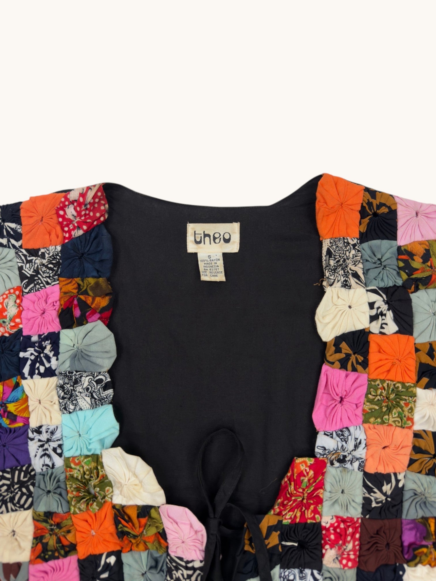 90s theo Ribbon Patchwork Vest - S