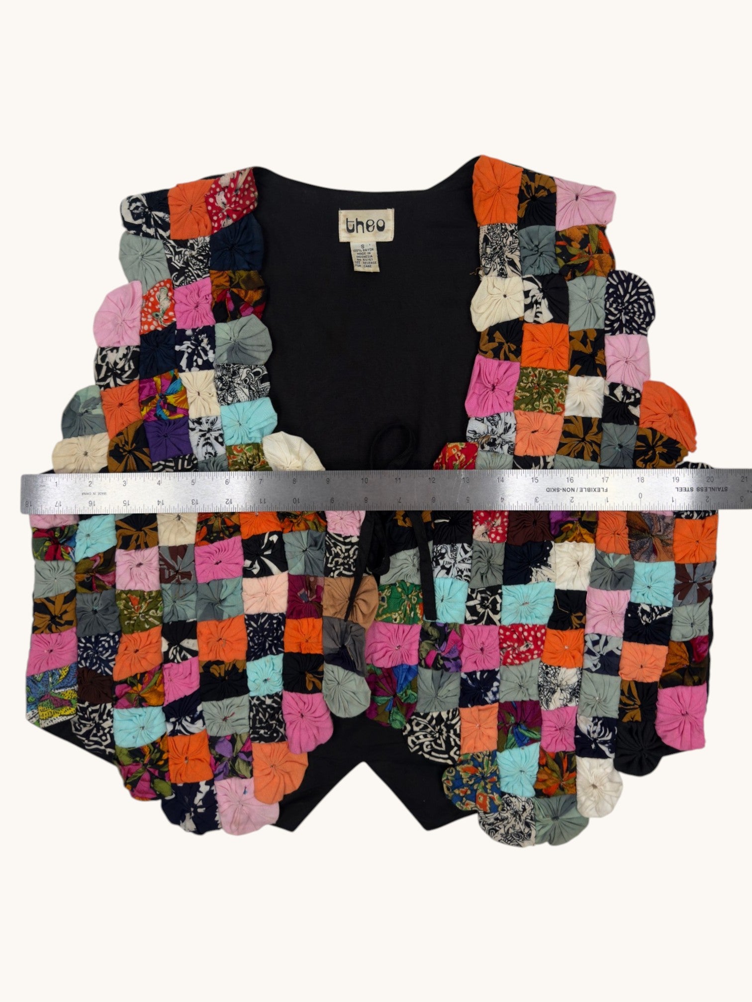 90s theo Ribbon Patchwork Vest - S