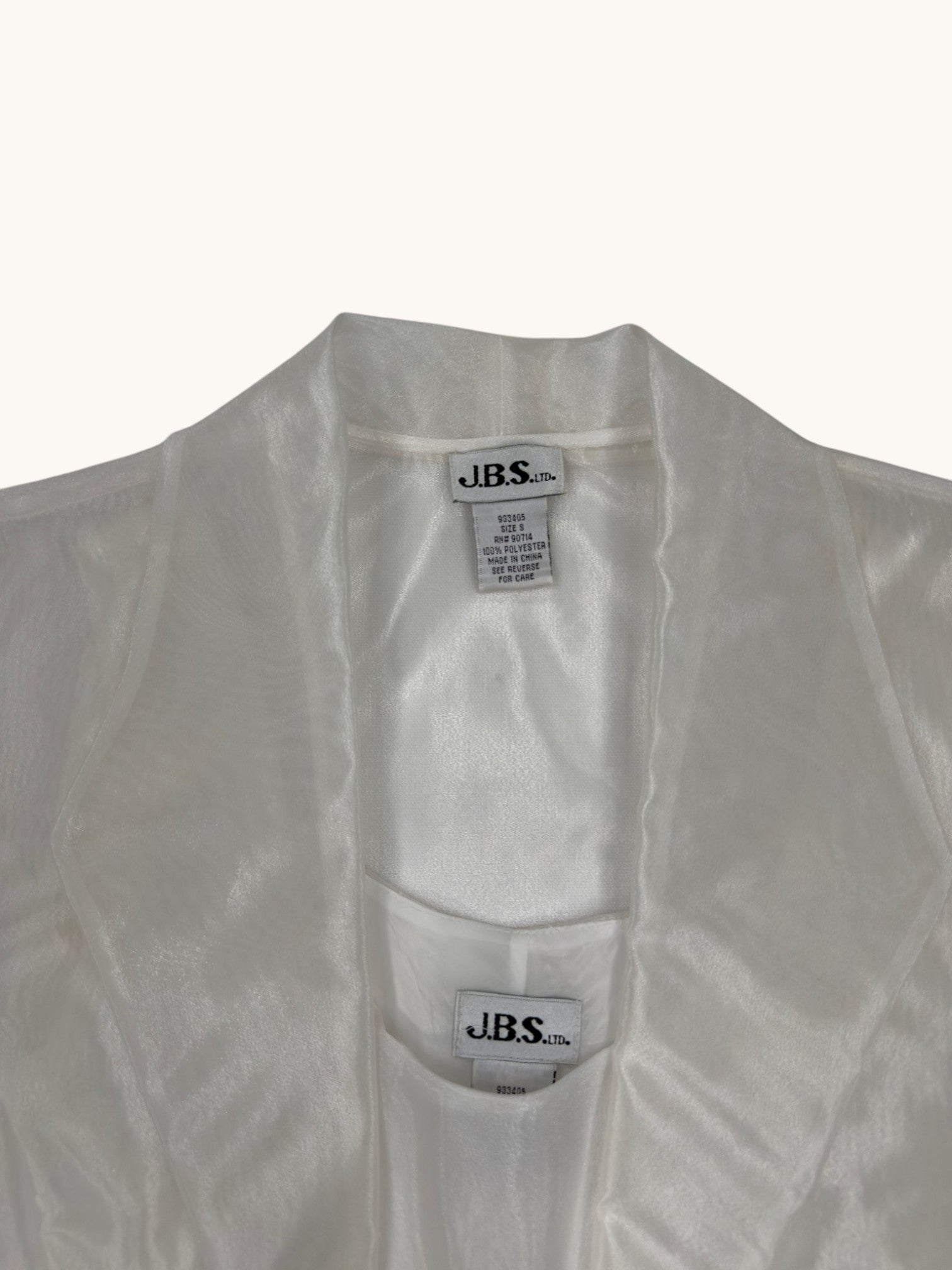 90s J.B.S. LTD White Sheer Blazer and Tank Set - S