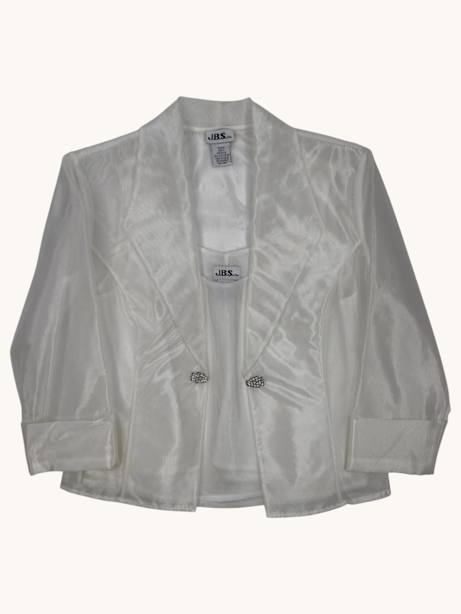 90s J.B.S. LTD White Sheer Blazer and Tank Set - S