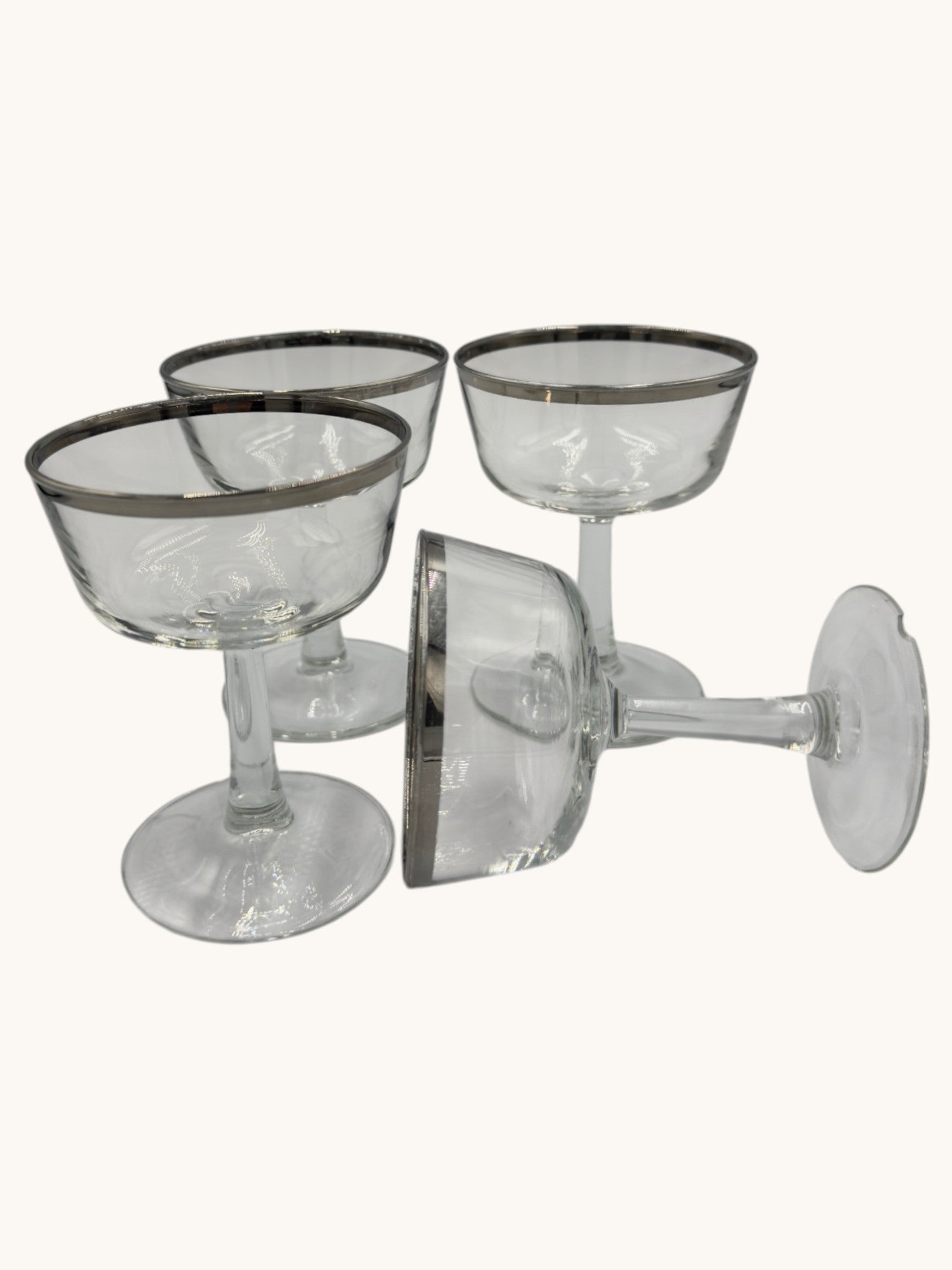 70s Cristal D'Arques Parisienne Platinum Rim Coupes