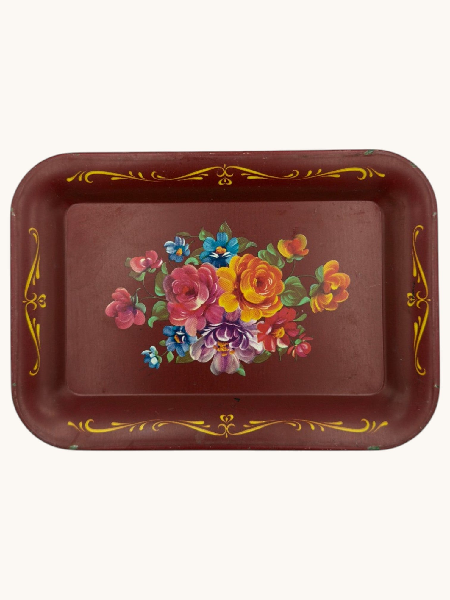50s Metal Toleware Trinket Tray