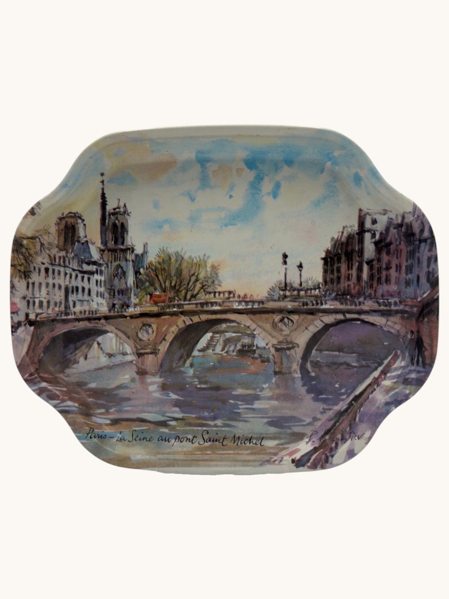 70s La Seine au pont Saint Michael Trinket Tray