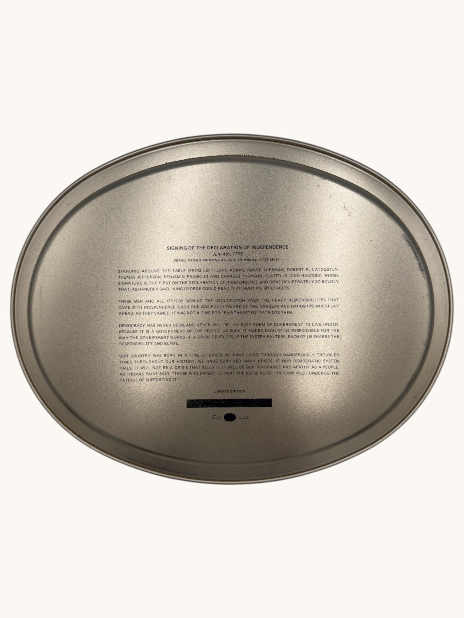 80s Guildcraft Signing of the Declaration Oval Tray
