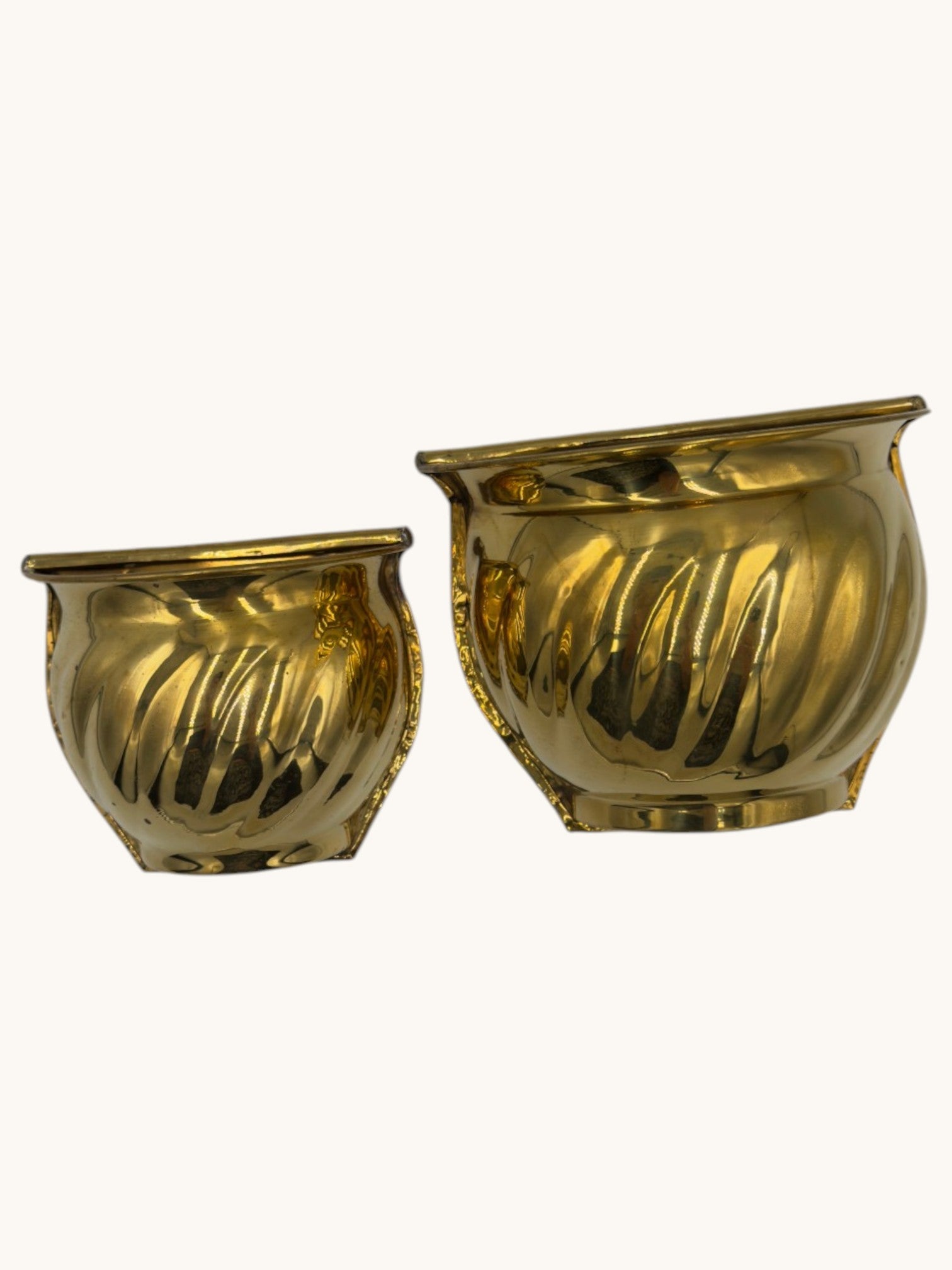 70s Gold Brass Wall Hanging Planters