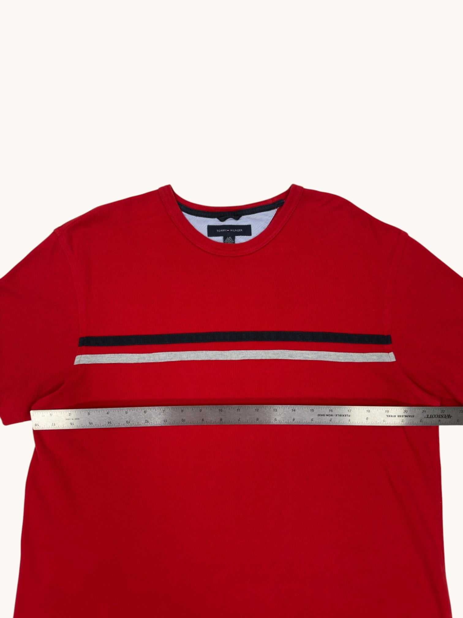 00s Tommy Hilfiger Red Stripe Tee - L